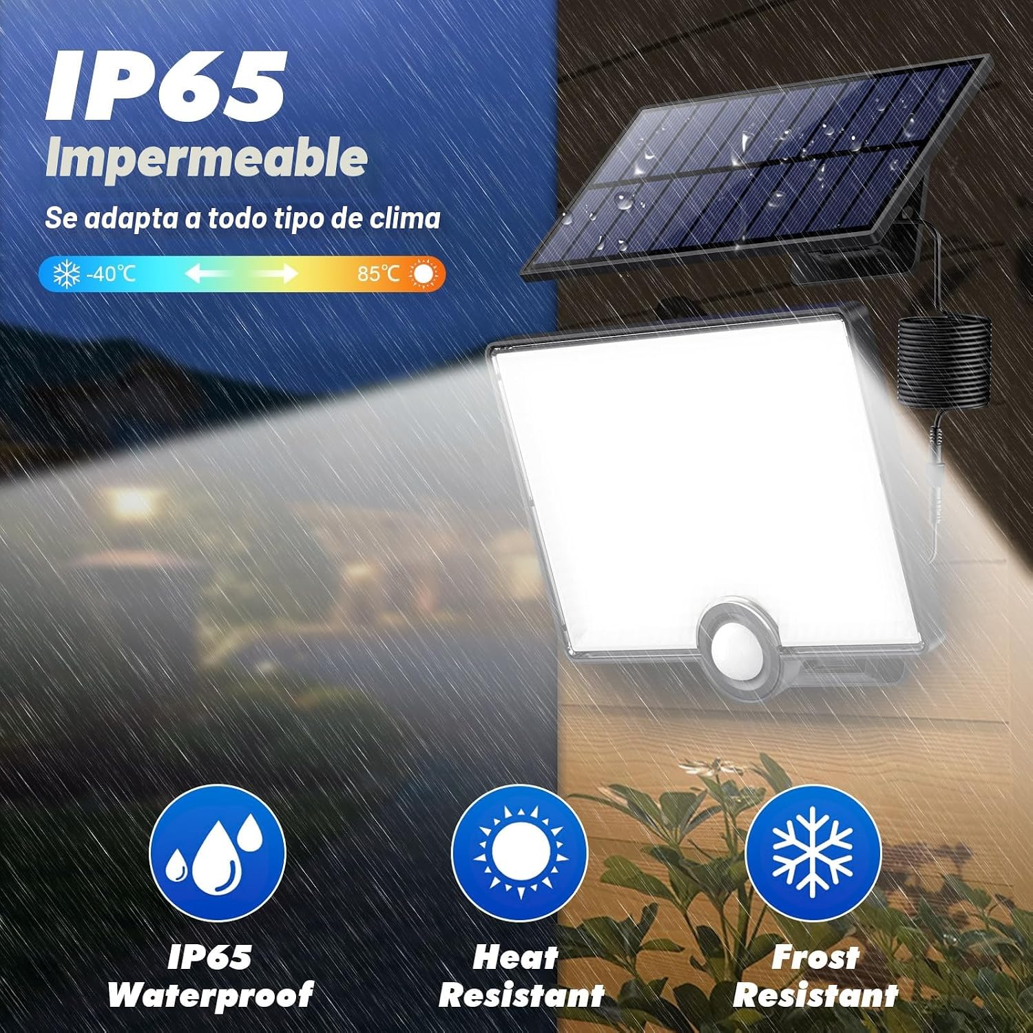 Detalle de Pxwaxpy Luz Solar Exterior 204LED/2000LM con Sensor de Movimiento y IP65