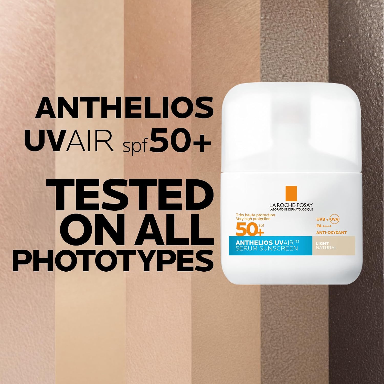 Detalle de La Roche-Posay Anthelios UVAIR Serum Sunscreen SPF50+ Light, Tinted Serum Sunscreen with Hyaluronic Acid, Niacinamide & Vitamin E
