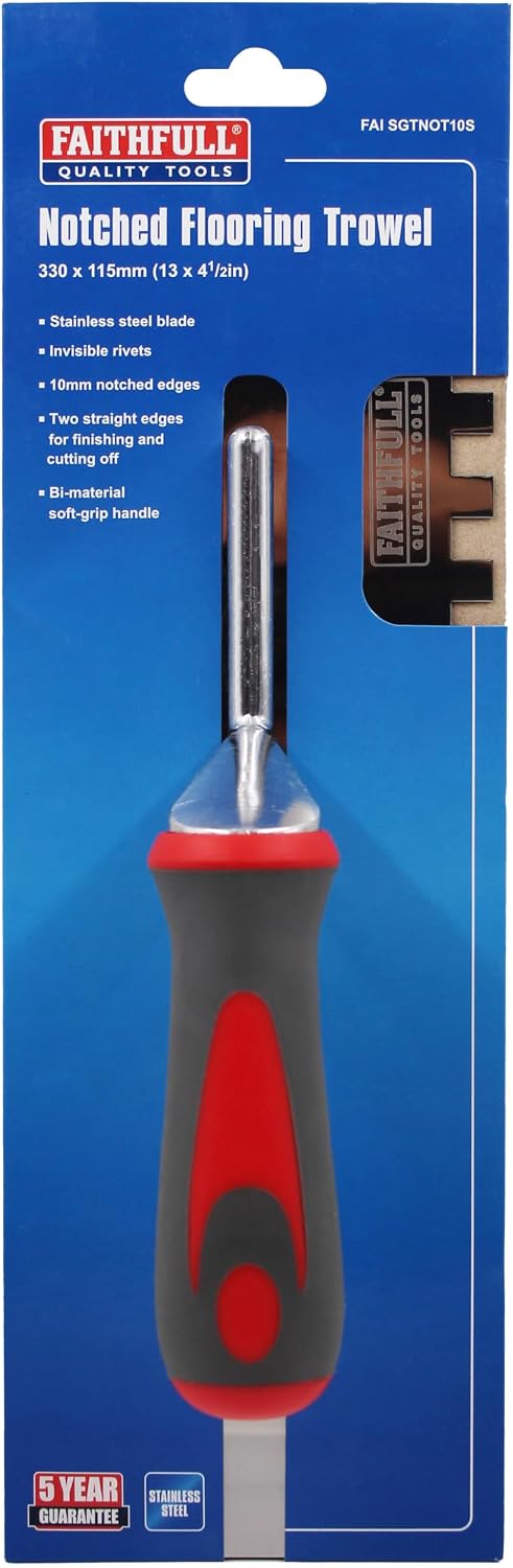 Thumbnail 6 de Faithfull FAISGTNOT10S Notched Tile Trowel, Stainless Steel, 10mm Notch