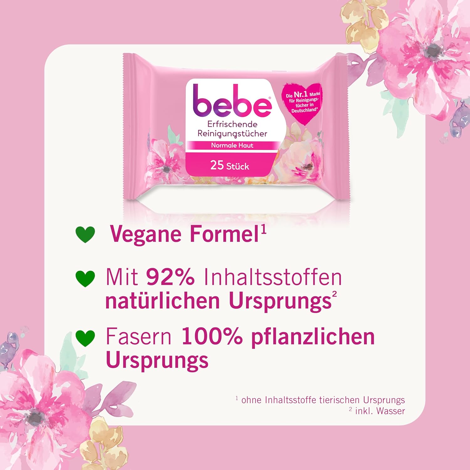 Detalle 2 de bebe erfrischende Reinigungstücher mit Rosenwasser & Mizellentechnologie (6 x 25 Stück) für normale Haut