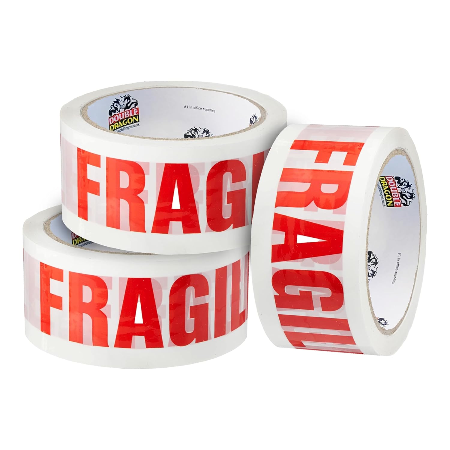 Double Dragon Extra Thick Fragile Printed Tape – 48mm x 66m (Pack of 3)