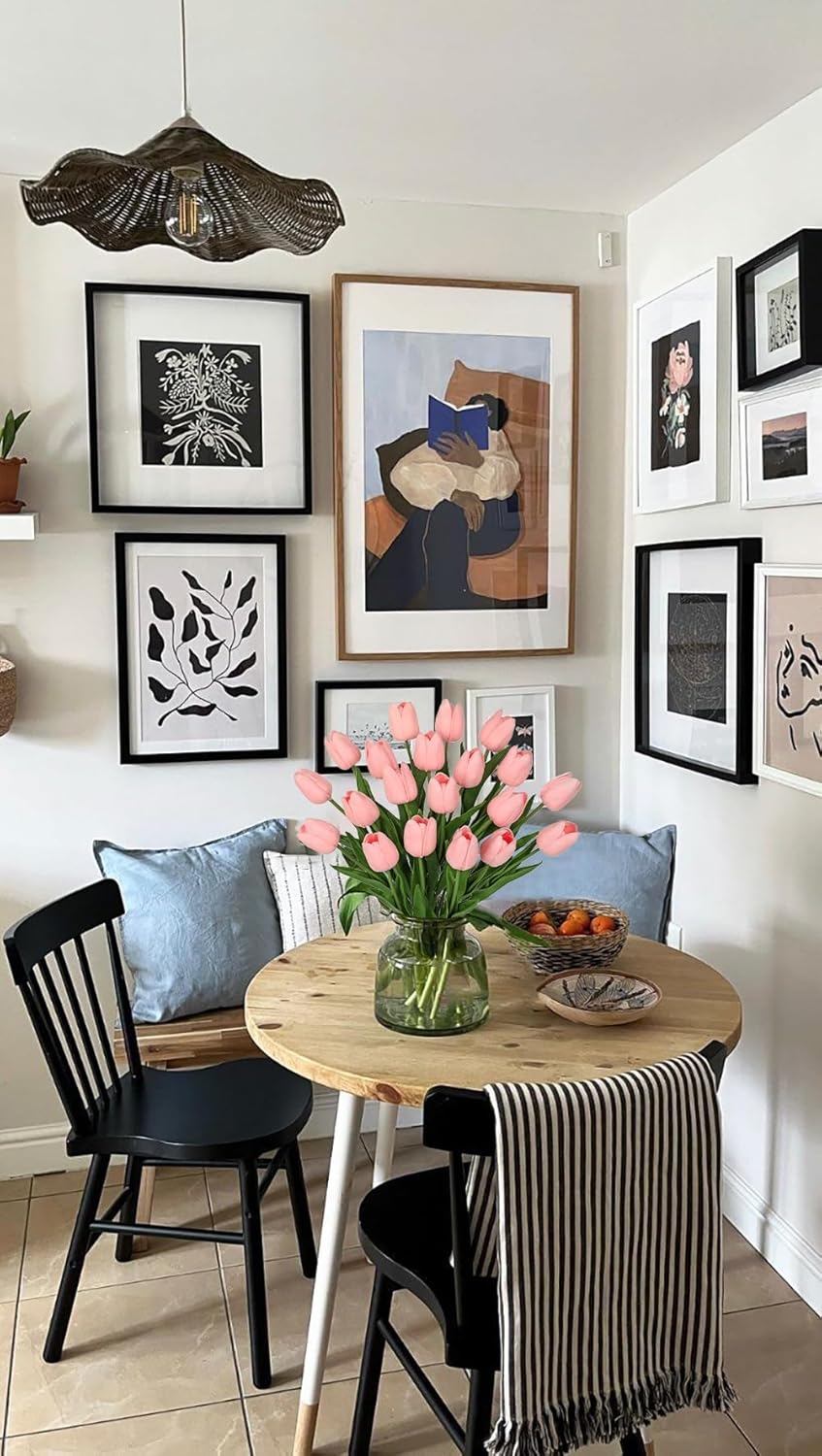 Thumbnail 6 de Briful 10er Set künstliche Tulpen Hellrosa (Real-Touch) – biegsame Deko-Blumen, ca. 34 cm