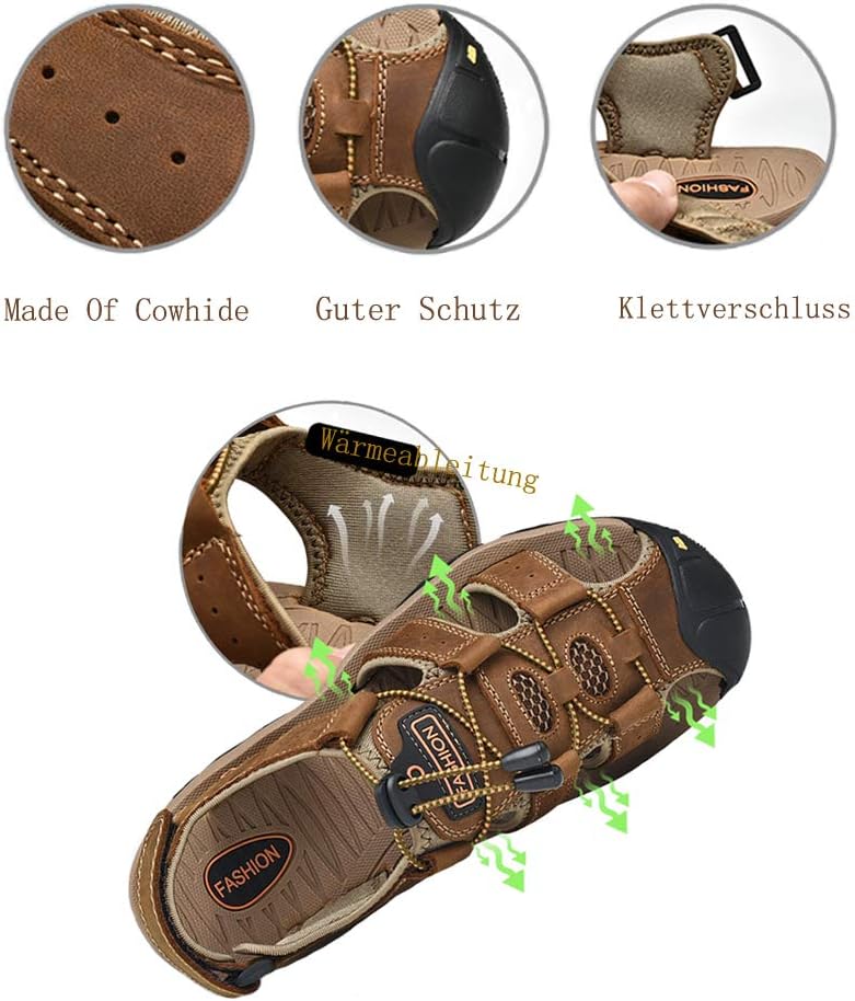 Thumbnail 6 de ZYLDK Sports Outdoor Sandals for Men – Closed-Toe Leather Trekking Sandals
