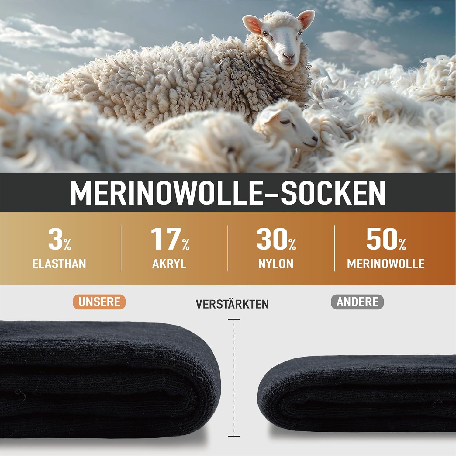 Detalle de Niorasen Merino Socken Thermo, 3 Paar