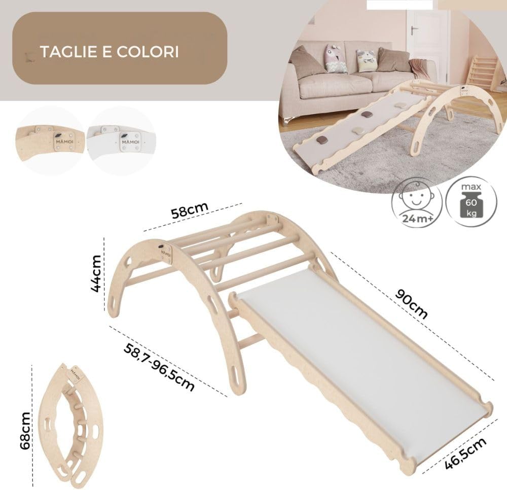 Detalle 2 de MAMOI Arrampicata per Bambini Scivolo Legno 2/3 Anni