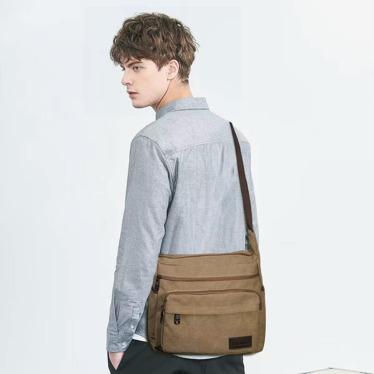 Thumbnail 1 de JAKAGO Canvas Messenger Bag (15 inch) – waterproof shoulder bag with multiple pockets for school, travel & work