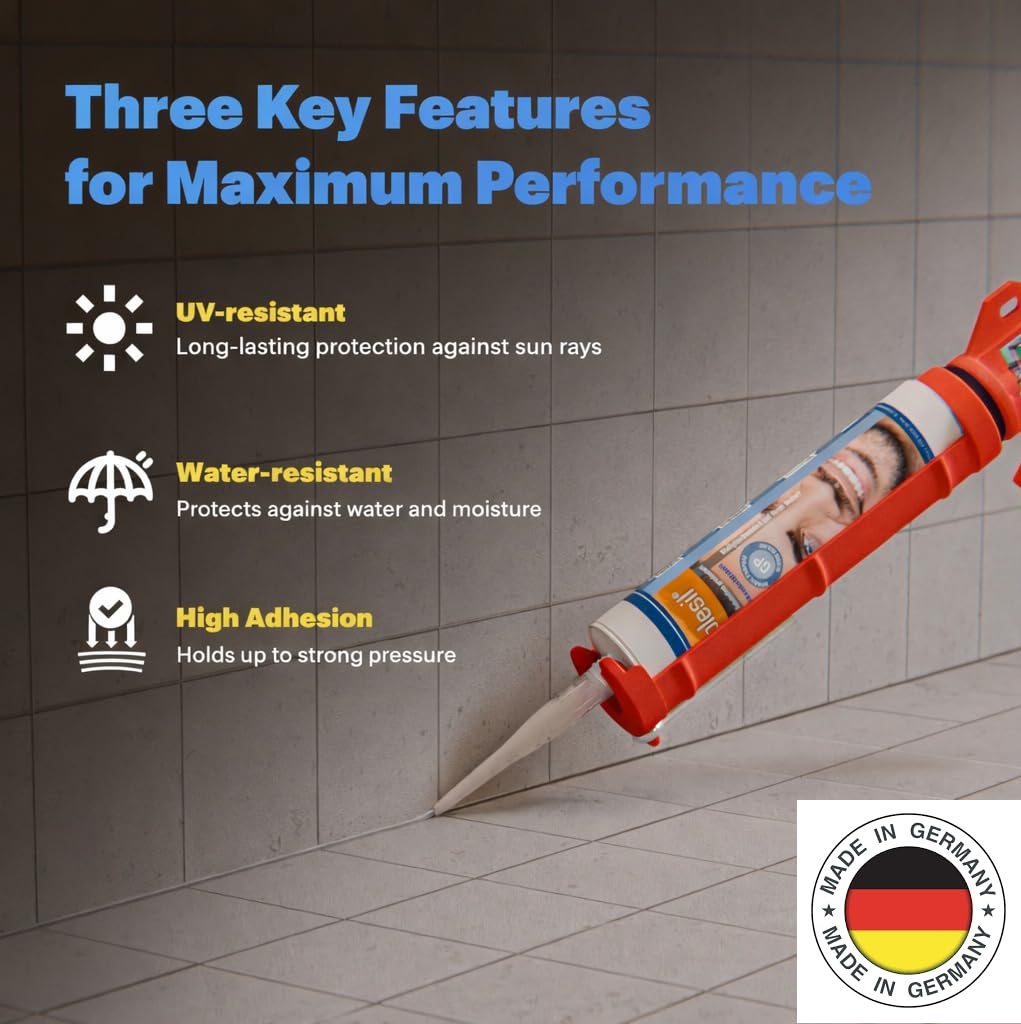 Detalle de Triplesil GP Triplesil Premium Sanitärsilikon, 6×310 ml (transparent) – wasserbeständig zum Abdichten