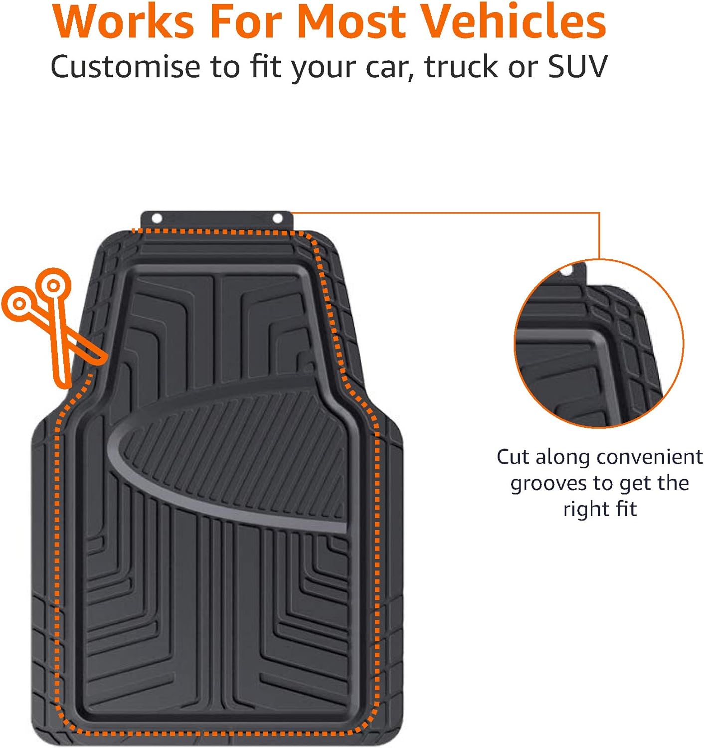 Detalle de Amazon Basics Tappetini in gomma per auto, SUV e camion set da 3 pezzi – protezione integrale per sedile posteriore