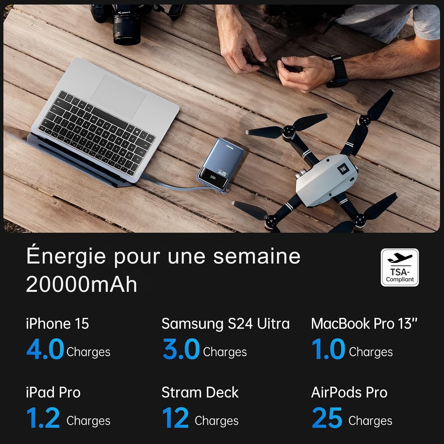 Detalle de Hichain 20000mAh Batterie externe 65W