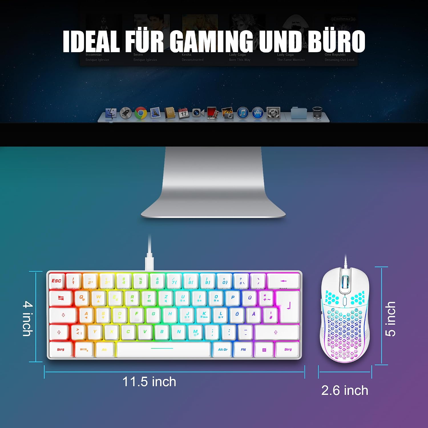Detalle 1 de RedThunder 60% RGB Set 62 Tasten