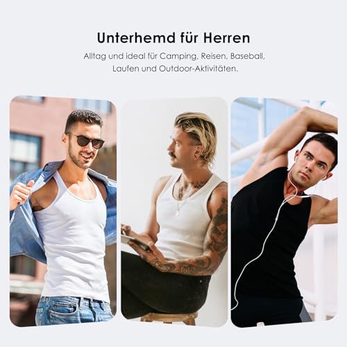 Detalle de YouShow Camiseta interior para hombre sin mangas acanalada (3/5 unidades) – 100% algodón, talla XL