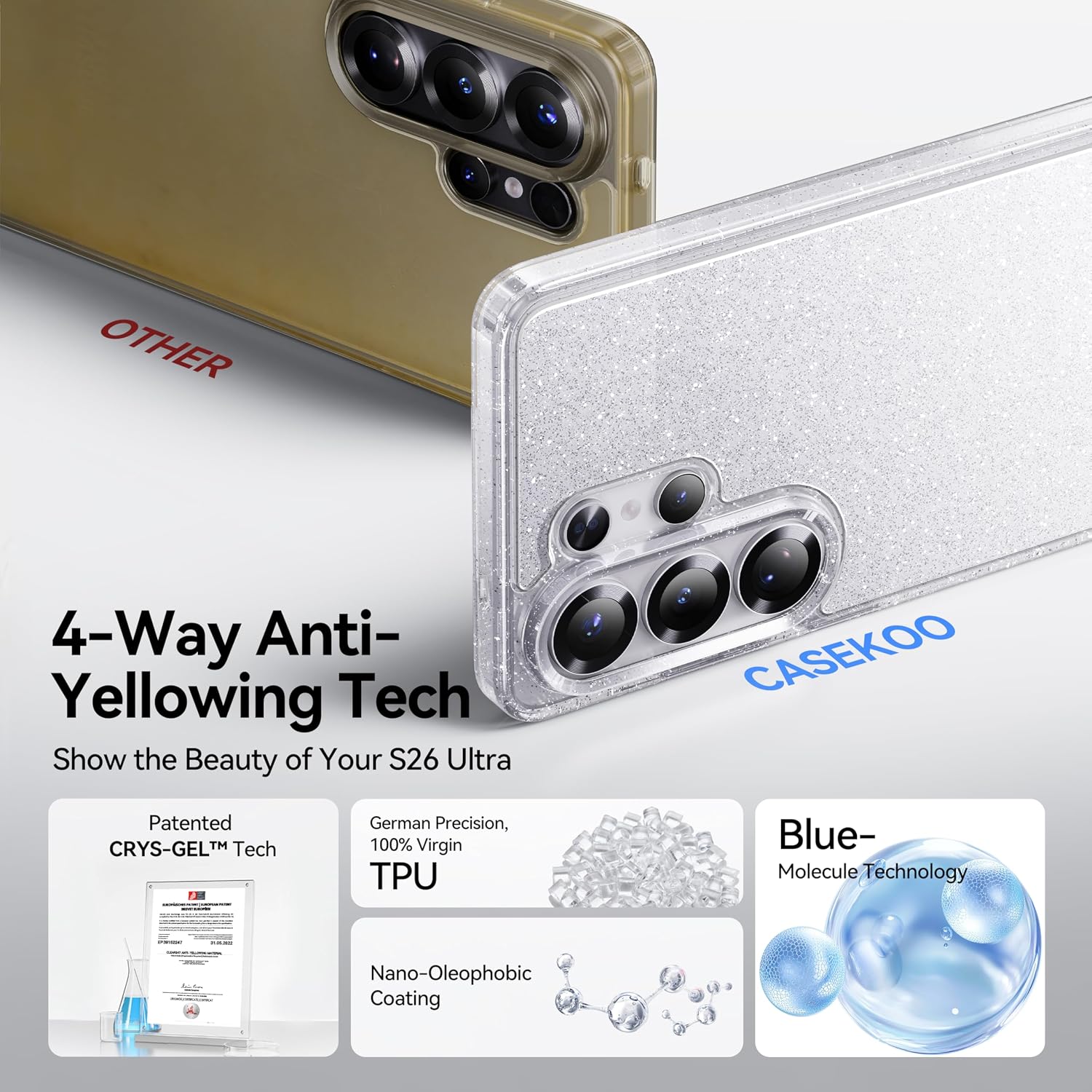Thumbnail 3 de CASEKOO Pearl Glitter Case for Galaxy S26 Ultra
