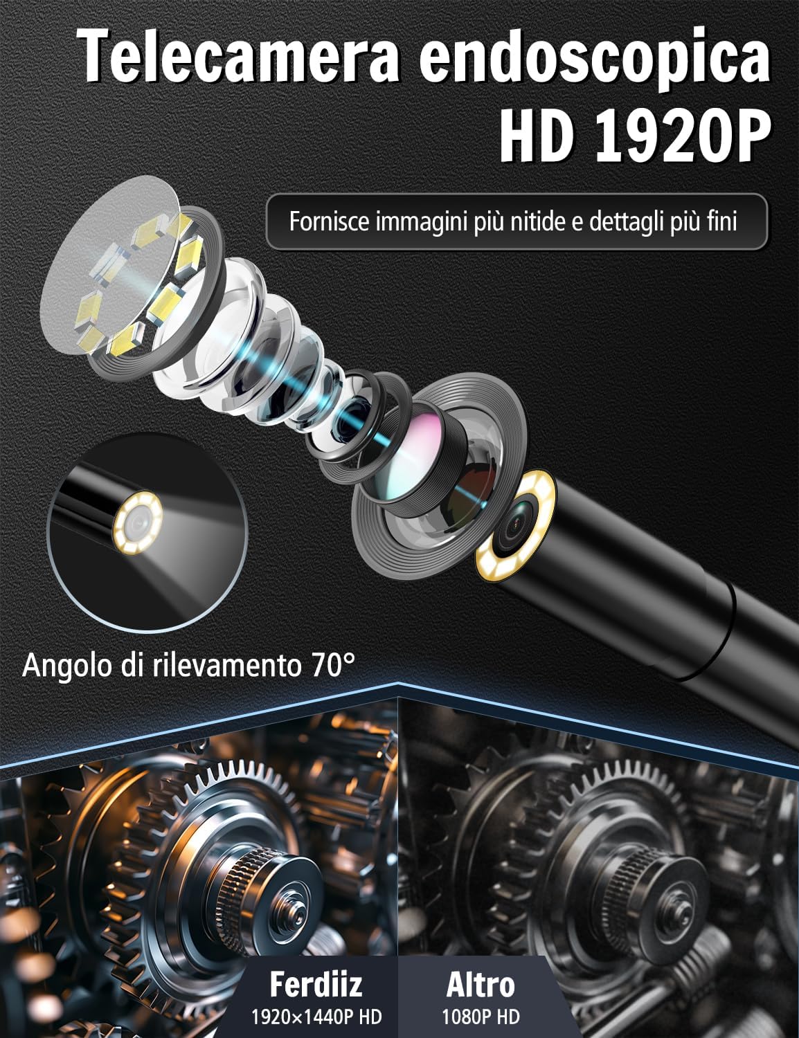 Thumbnail 1 de Ferdiiz Endoscopio per smartphone 1920P HD, 5 m