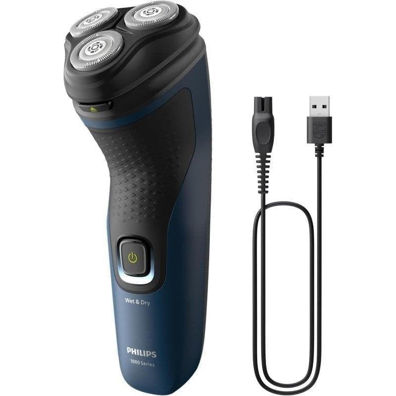 Detalle 2 de Philips S1151/00 Serie 1000: afeitadora eléctrica negra/azul para un afeitado apurado y cómodo