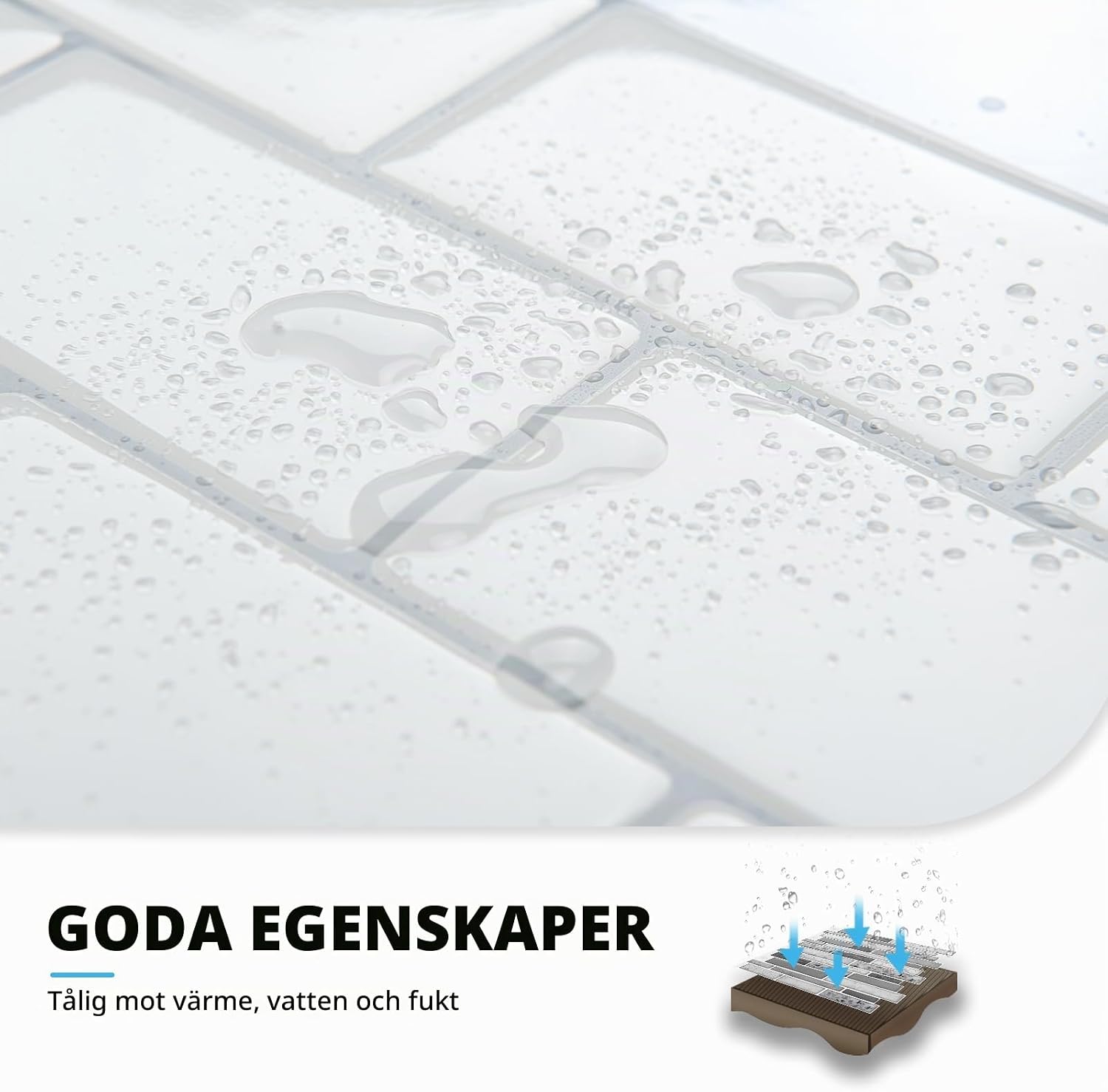 Detalle 1 de Art3d A17048 självhäftande kakeldekaler, varmvit med grå fog, 3D-effekt