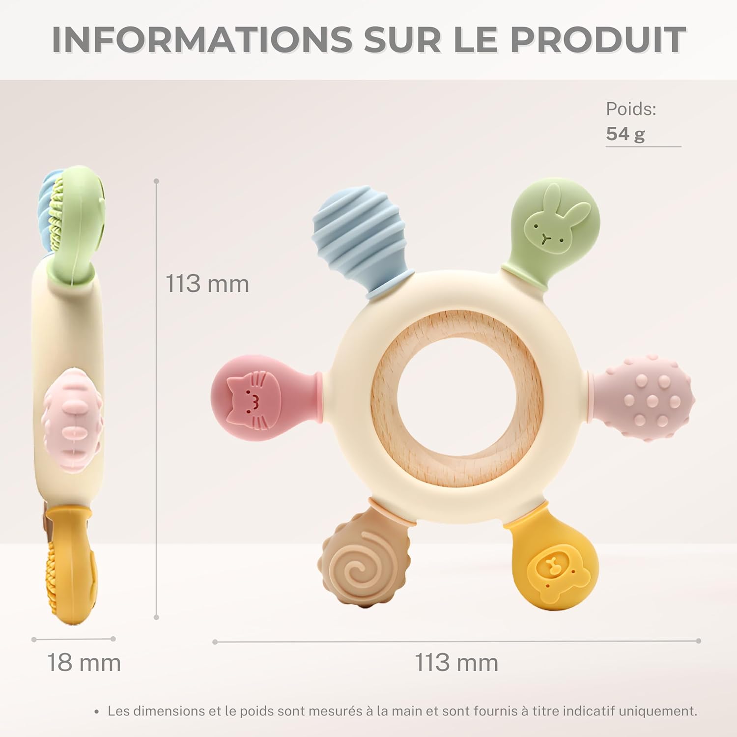 Detalle 2 de CAJA anneau de dentition bébé silicone et bois