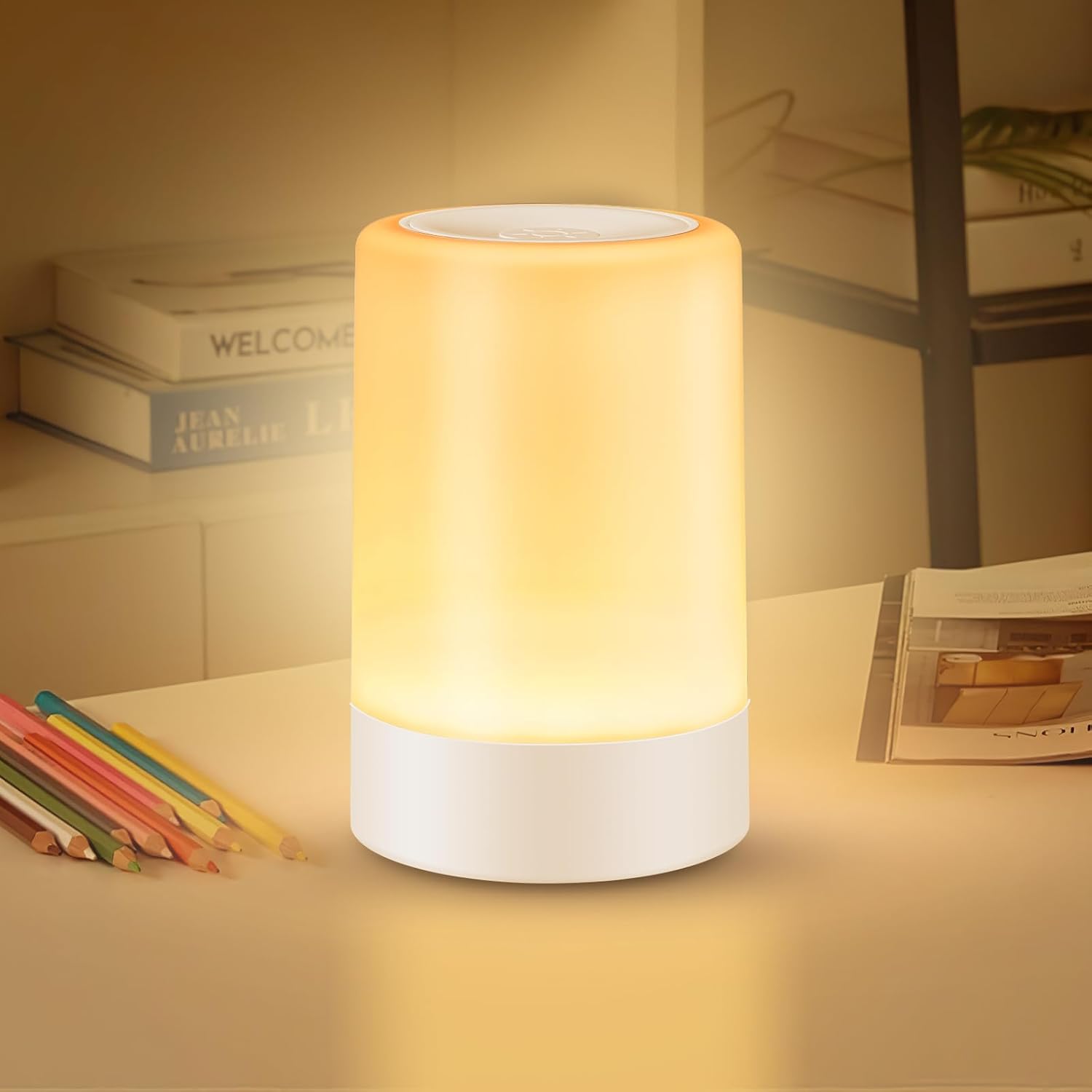 Detalle de G Keni Nursery Night Light for Baby: USB rechargeable, dimmable with memory, warm LED for bedtime