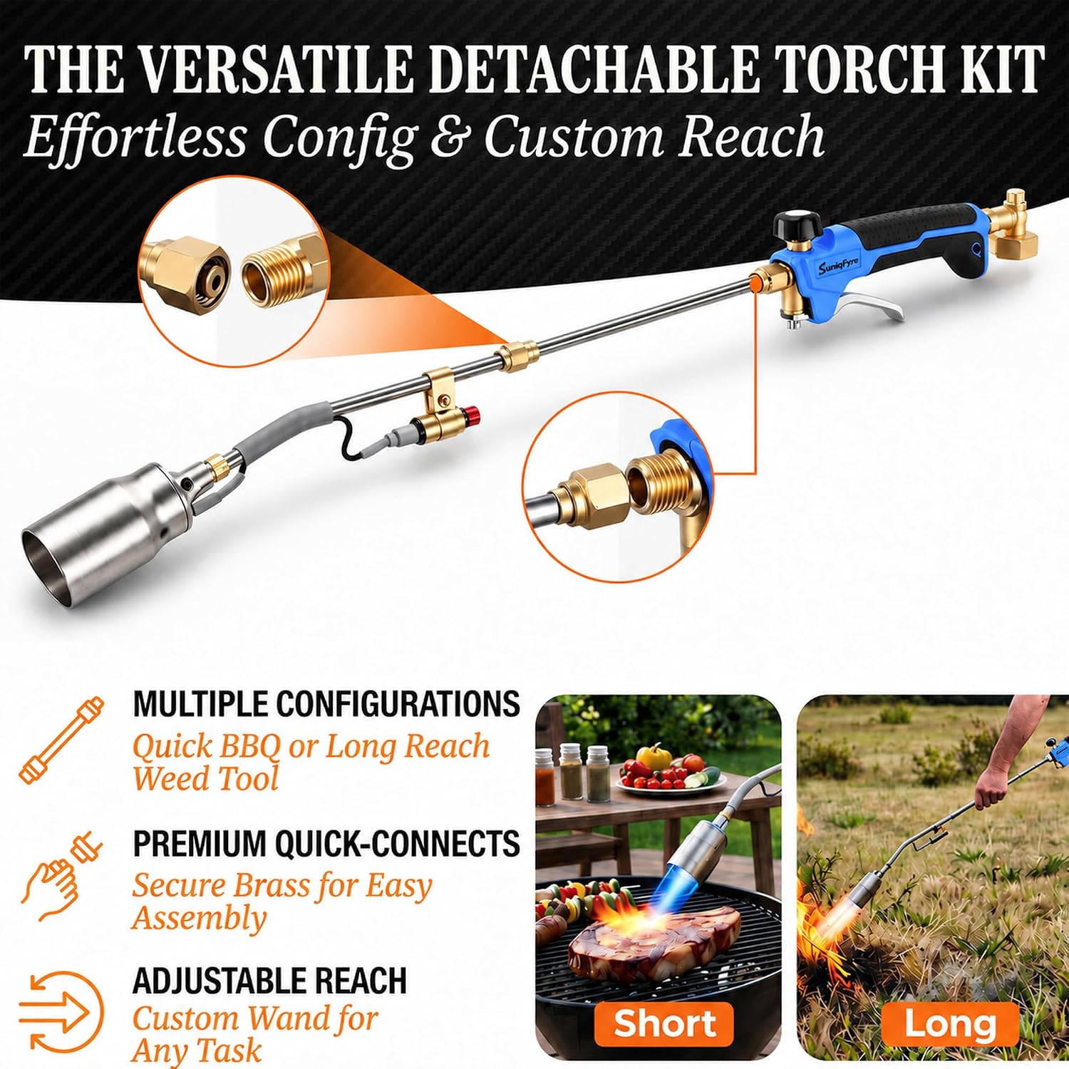 Detalle 2 de SuniqFyre GJD460 Propane Weed Torch, 500,000 BTU, 38.19-Inch Shaft