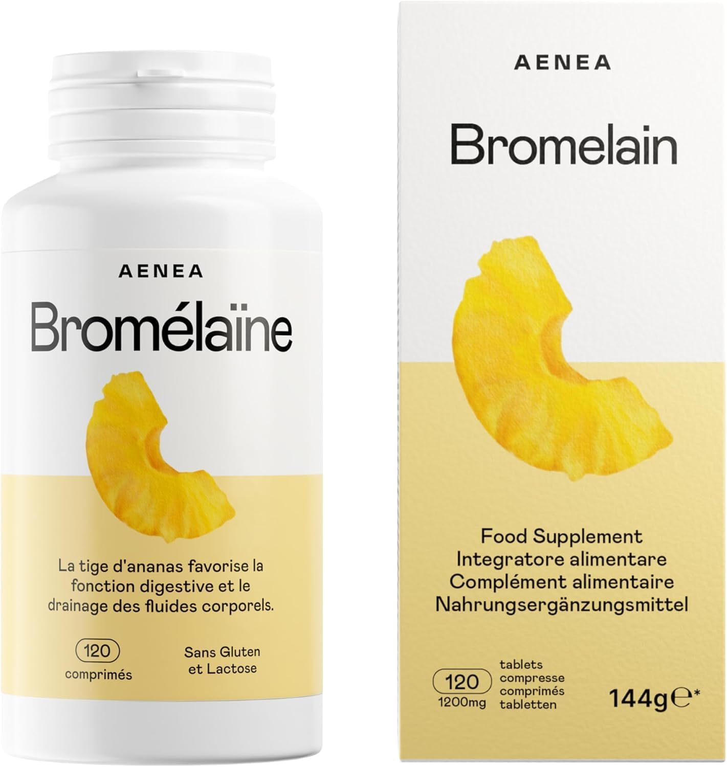 Detalle de Aenea Bromélaïne Forte 750 mg, 120 gélules — soutien digestif, microcirculation et drainage
