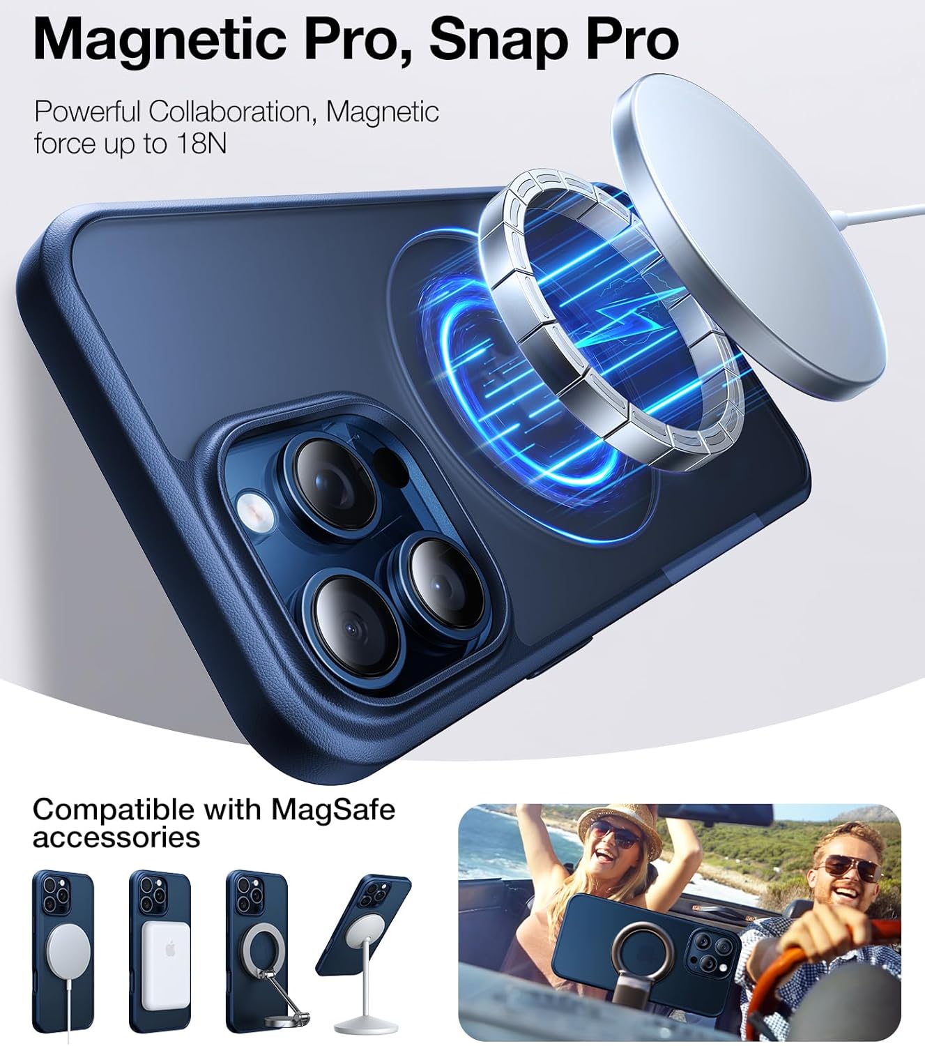 Detalle de TORRAS Upgraded 360 Rotatable Magnetic Ring for iPhone 15 Pro Max Case with MagSafe Stand