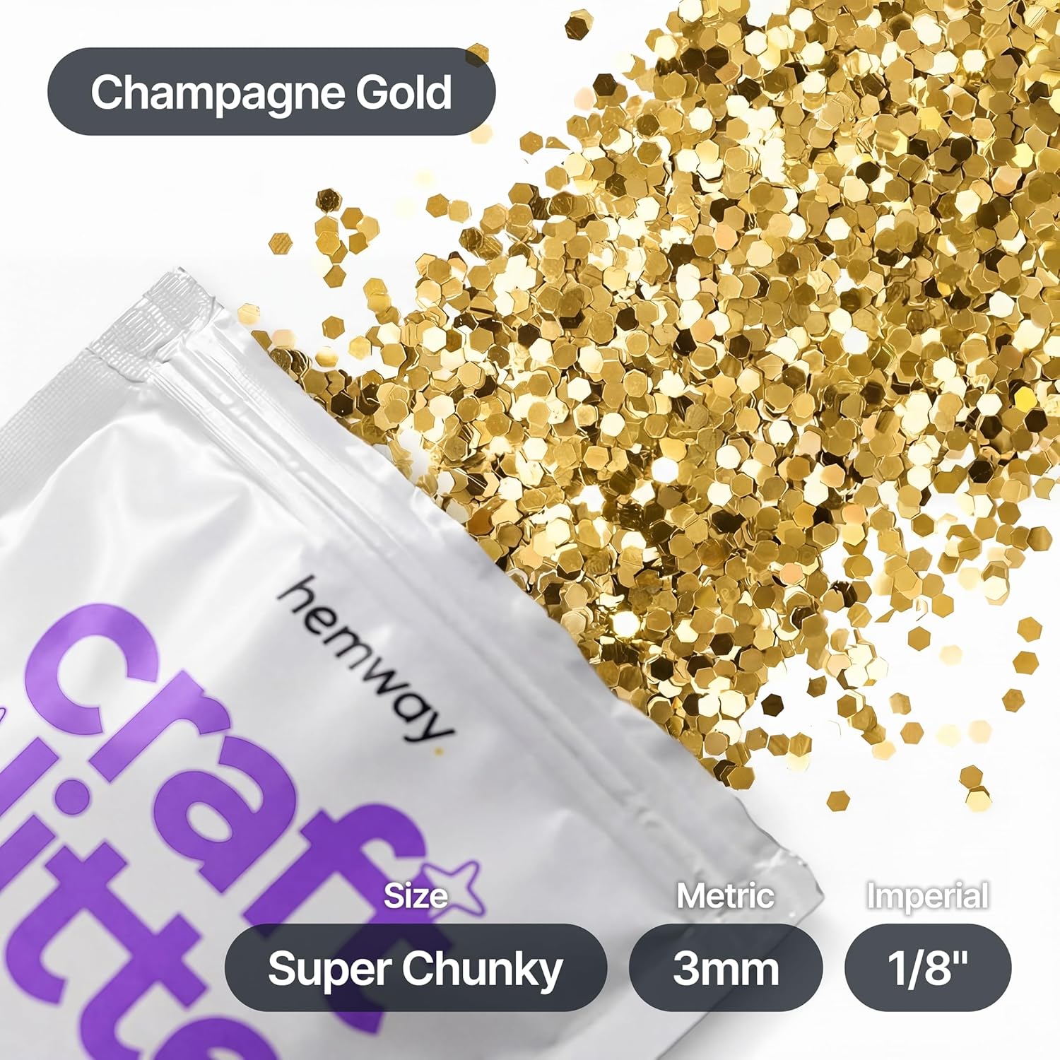 Thumbnail 3 de Hemway Craft glitter Champagne Gold 100g