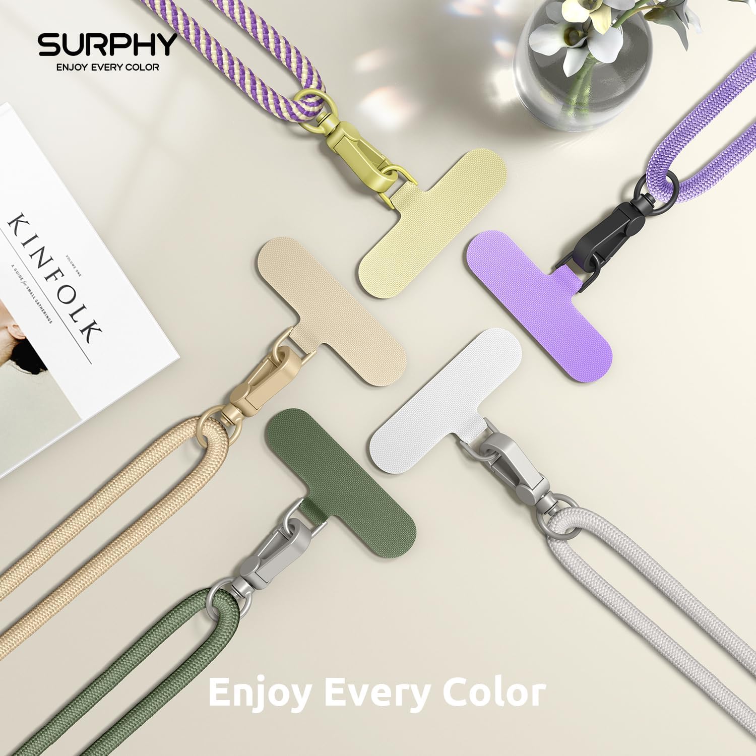 Thumbnail 6 de SURPHY Phone Lanyard Crossbody with 2 Tether Tabs, Adjustable Army Green