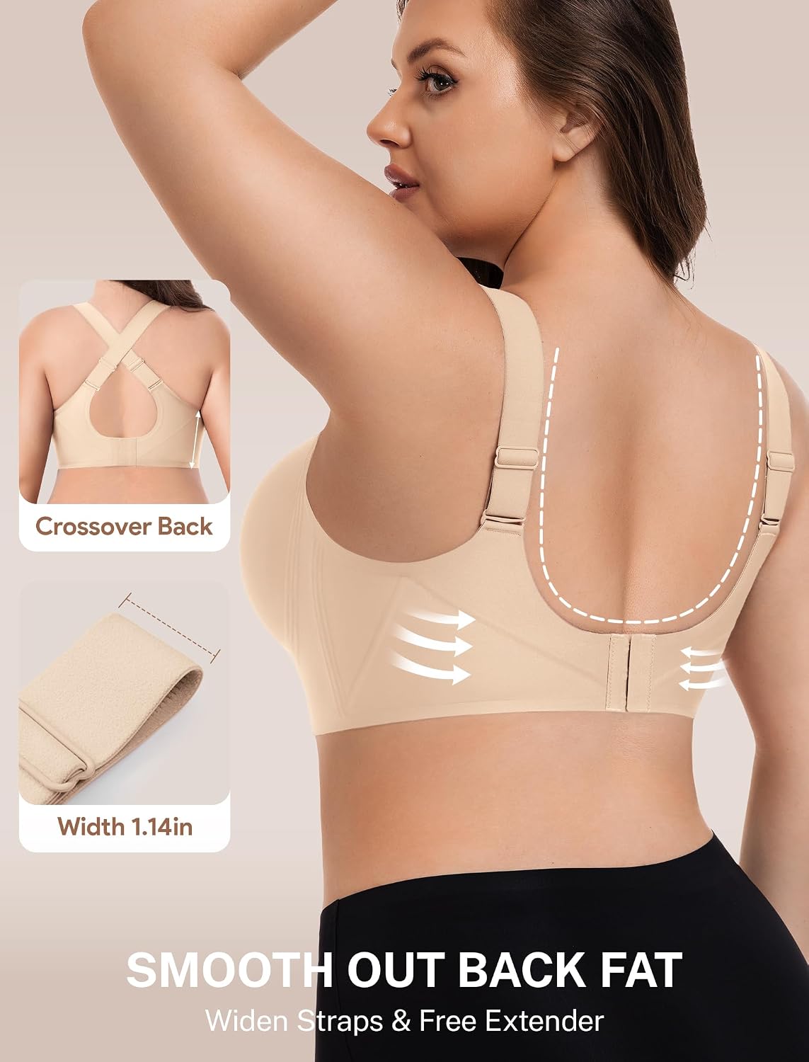 Detalle 2 de habibee Jelly Wireless Scalloped Bra, Seamless W-Shaped Support, B-DDD