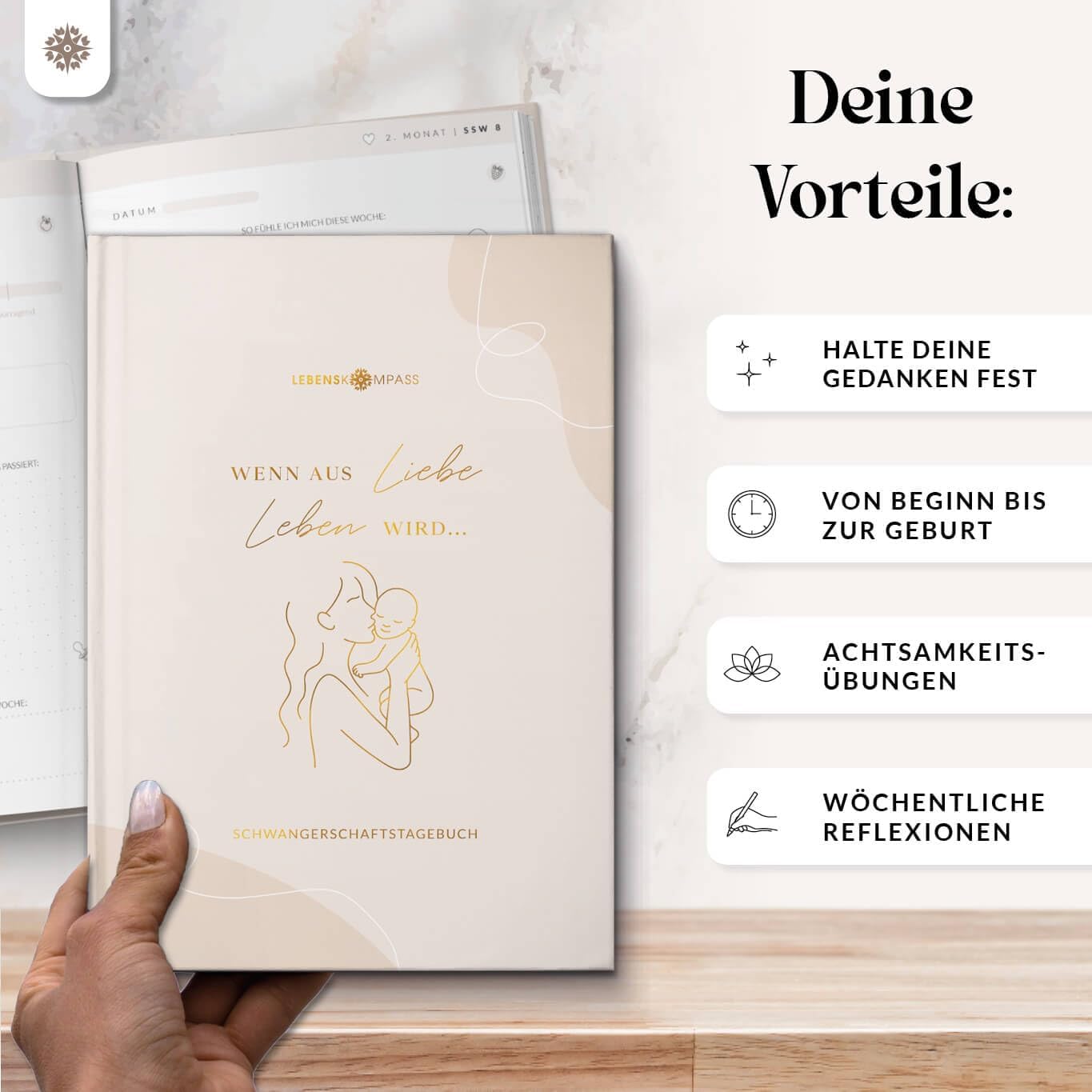 Thumbnail 2 de Lebenskompass® Schwangerschaftstagebuch GLÜCK A5 📘