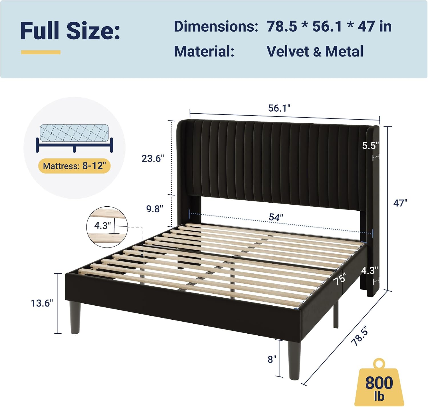 Detalle 2 de Allewie Upholstered Bed Frame, Full Size