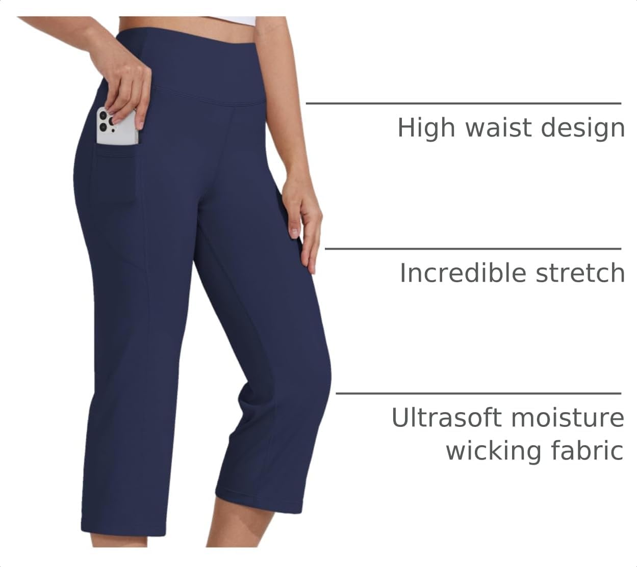 Thumbnail 3 de Willit Women’s High-Waist Yoga Capris (21" Inseam) Straight-Leg Workout Leggings with Pockets