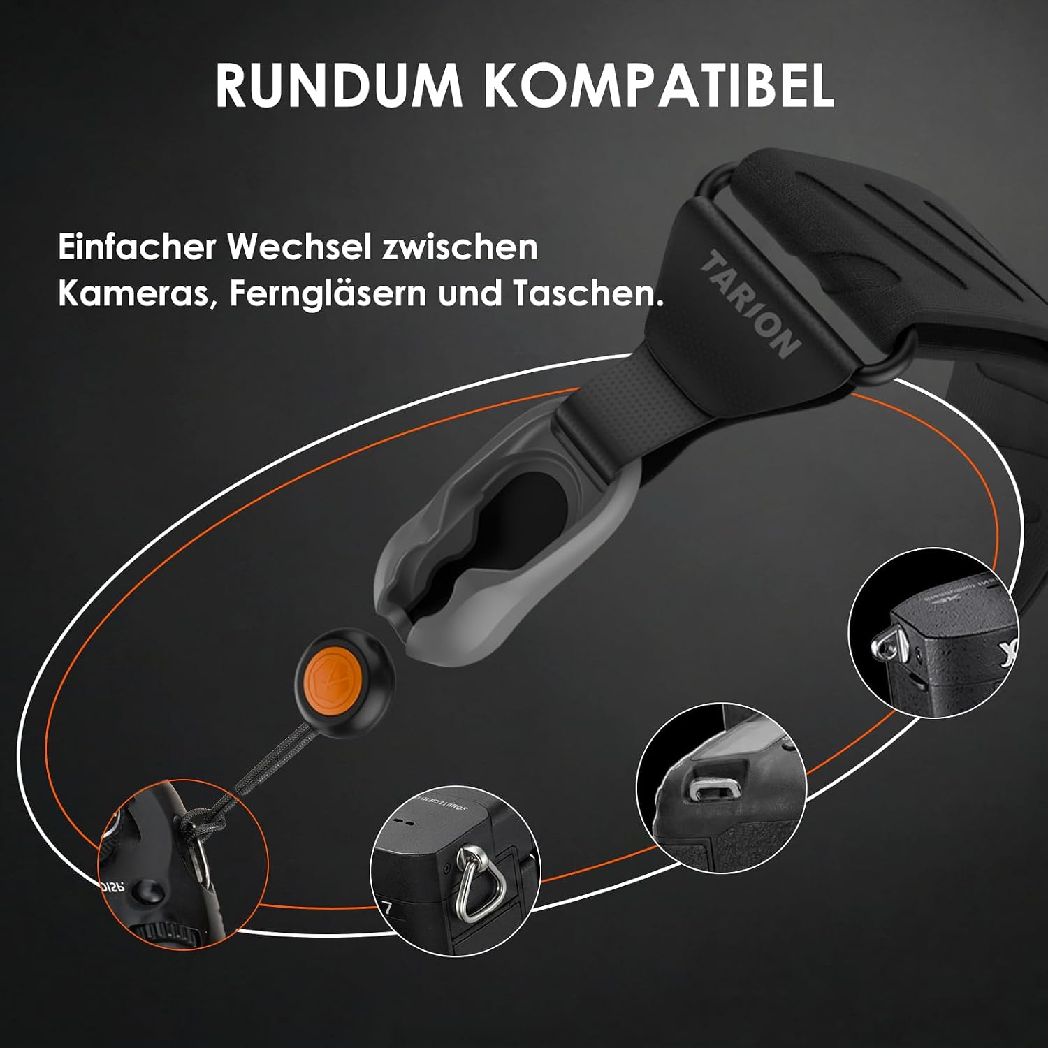 Thumbnail 4 de TARION Kameragurt Schnellverschluss mit magnetischer Schnellverstellung (DSLR) – Dyneema-Sicherungsanker, 83–141 cm