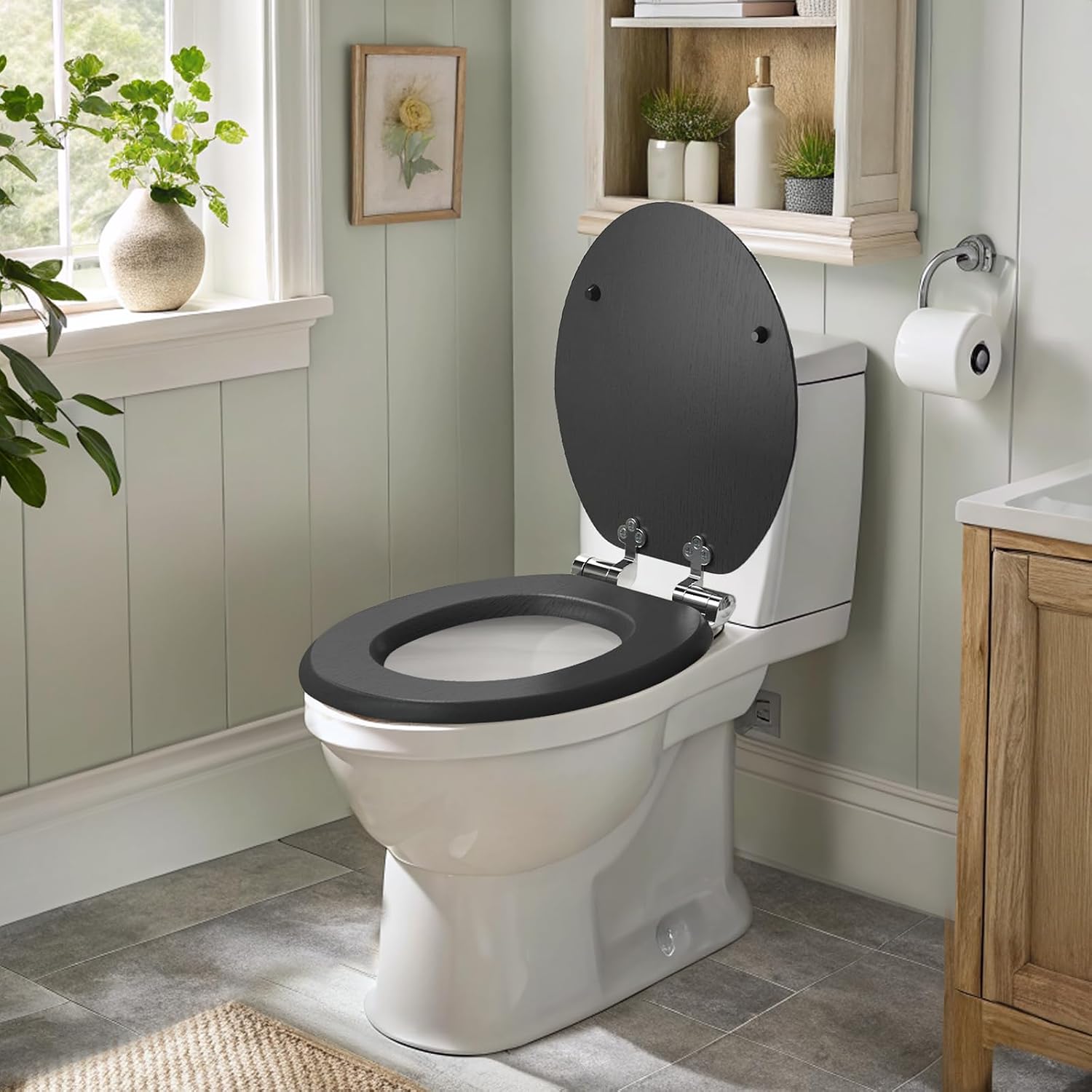 Thumbnail 6 de Pipishell PIBTC06 houten wc-bril in O-vorm, zwart, met softclose