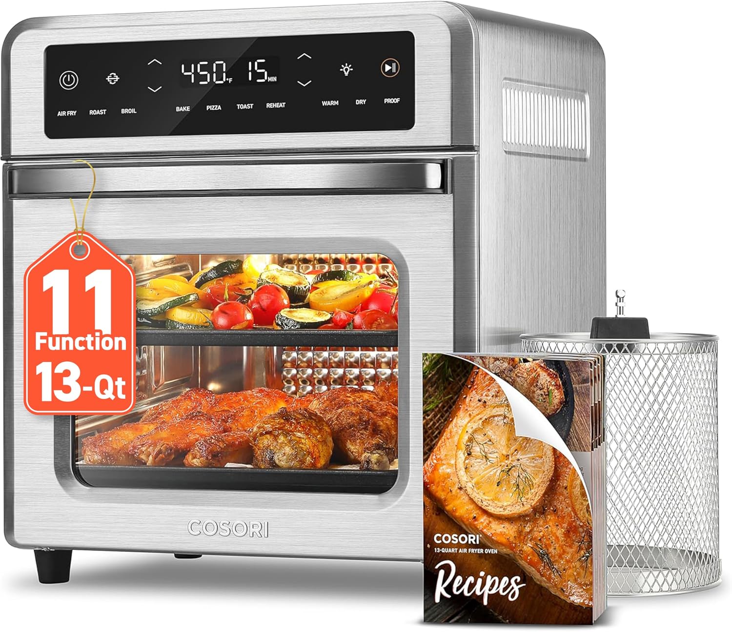 Detalle de Cosori CAF-R121-SCA Air Fryer Oven, 13 Qt, 11-in-1 with Viewing Window