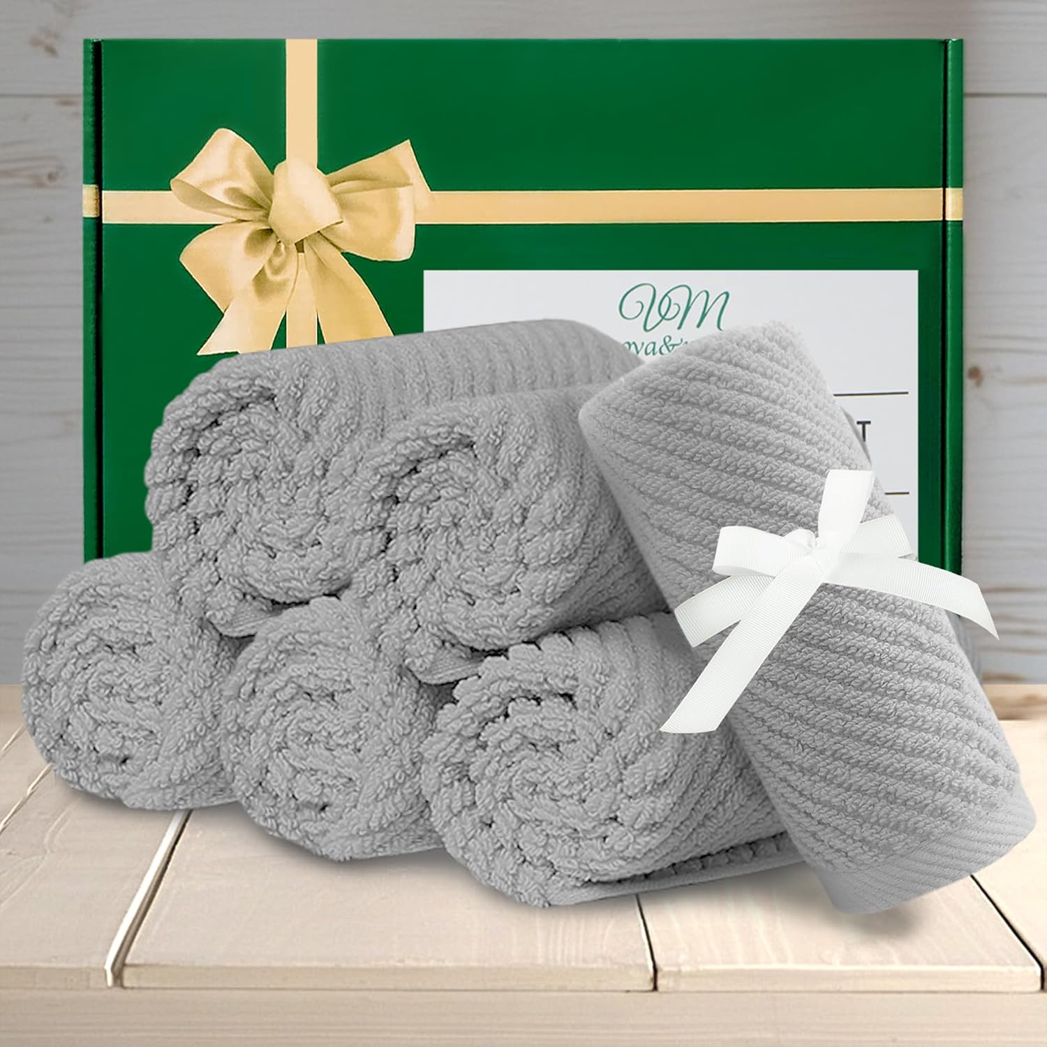 Thumbnail 4 de VOOVA & MOVAS Grey Washcloths 6PC 13x13" 🧖