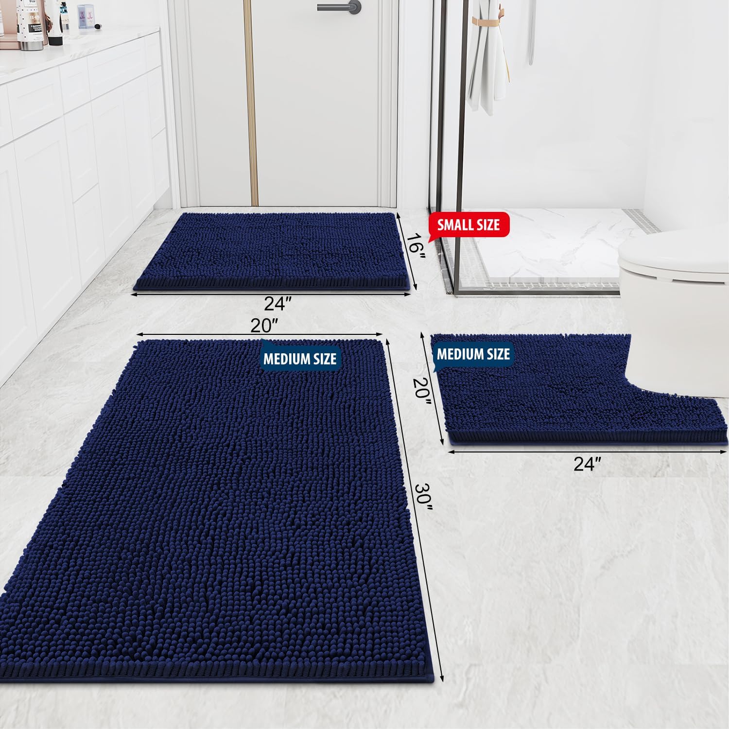 Detalle 2 de Smiry Luxury Chenille Bathroom Rug 47x17, Absorbent Runner 🧻