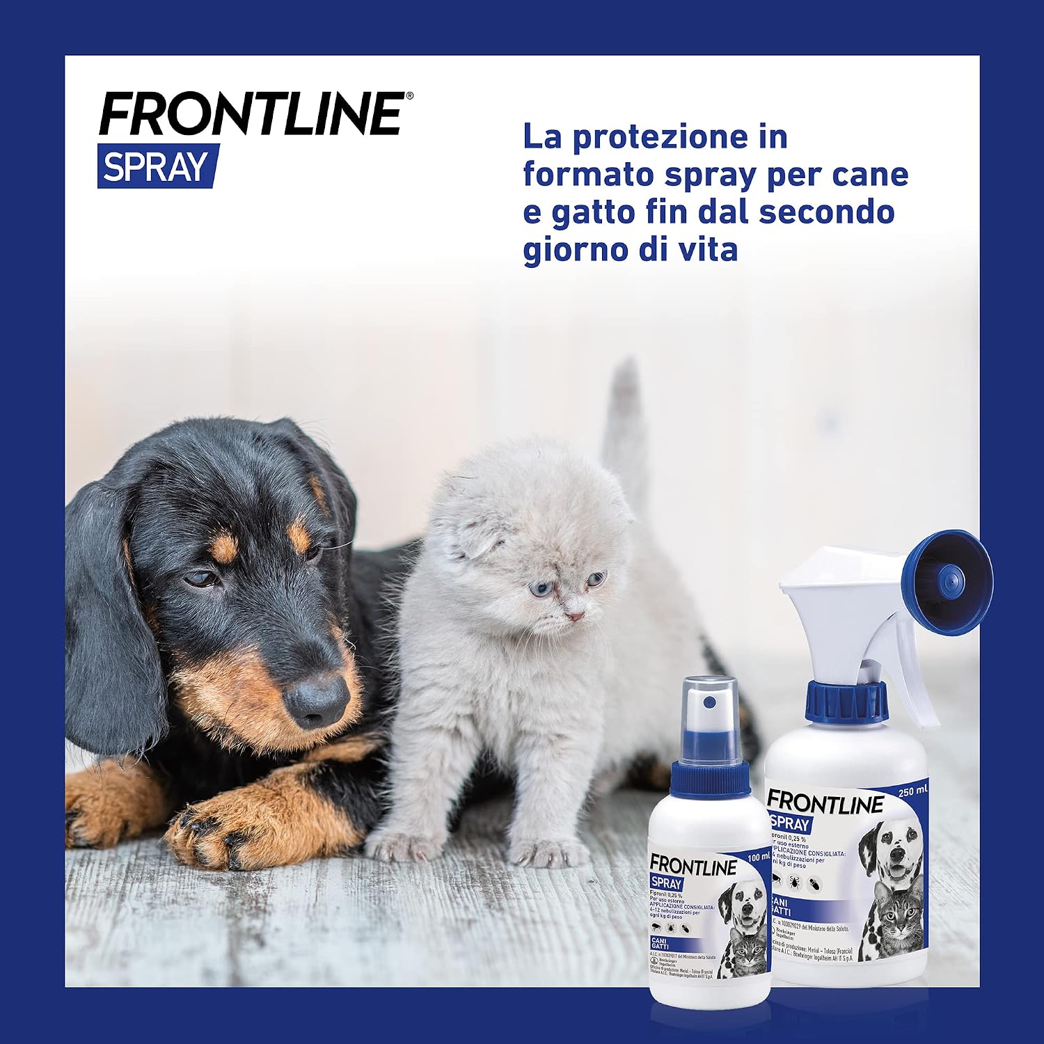Detalle 2 de FRONTLINE Spray 100 ml: antiparassitario per cani e gatti dalla seconda giorno di vita