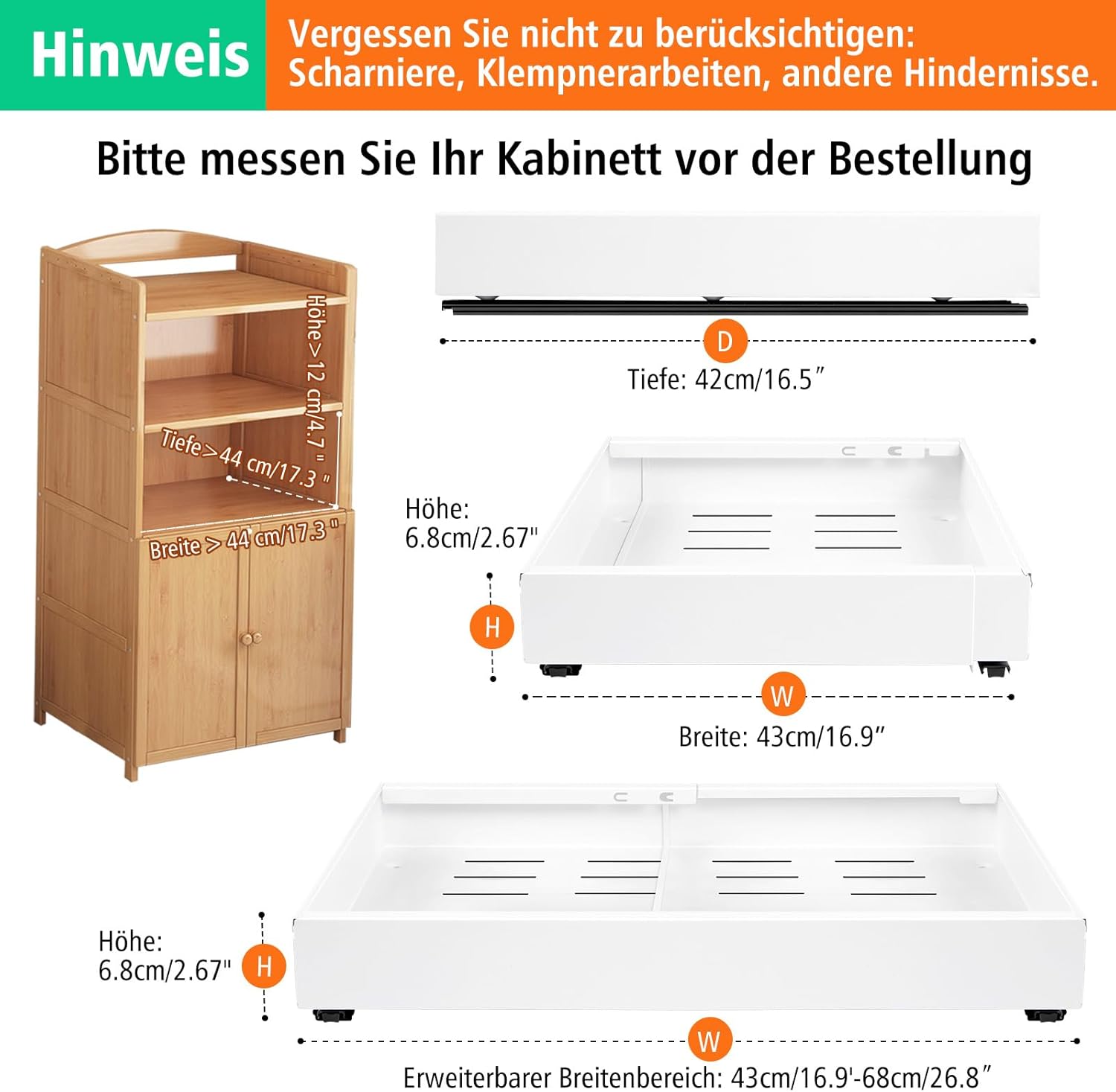 Detalle 2 de NAYAHOSE Teleskopschublade 32–48 cm Weiß