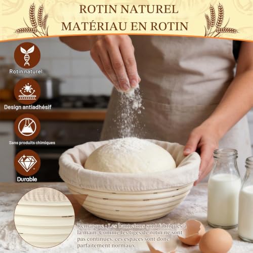 Detalle de AMIPOW kit de boulangerie au levain 37 pièces avec bannetons rond et ovale