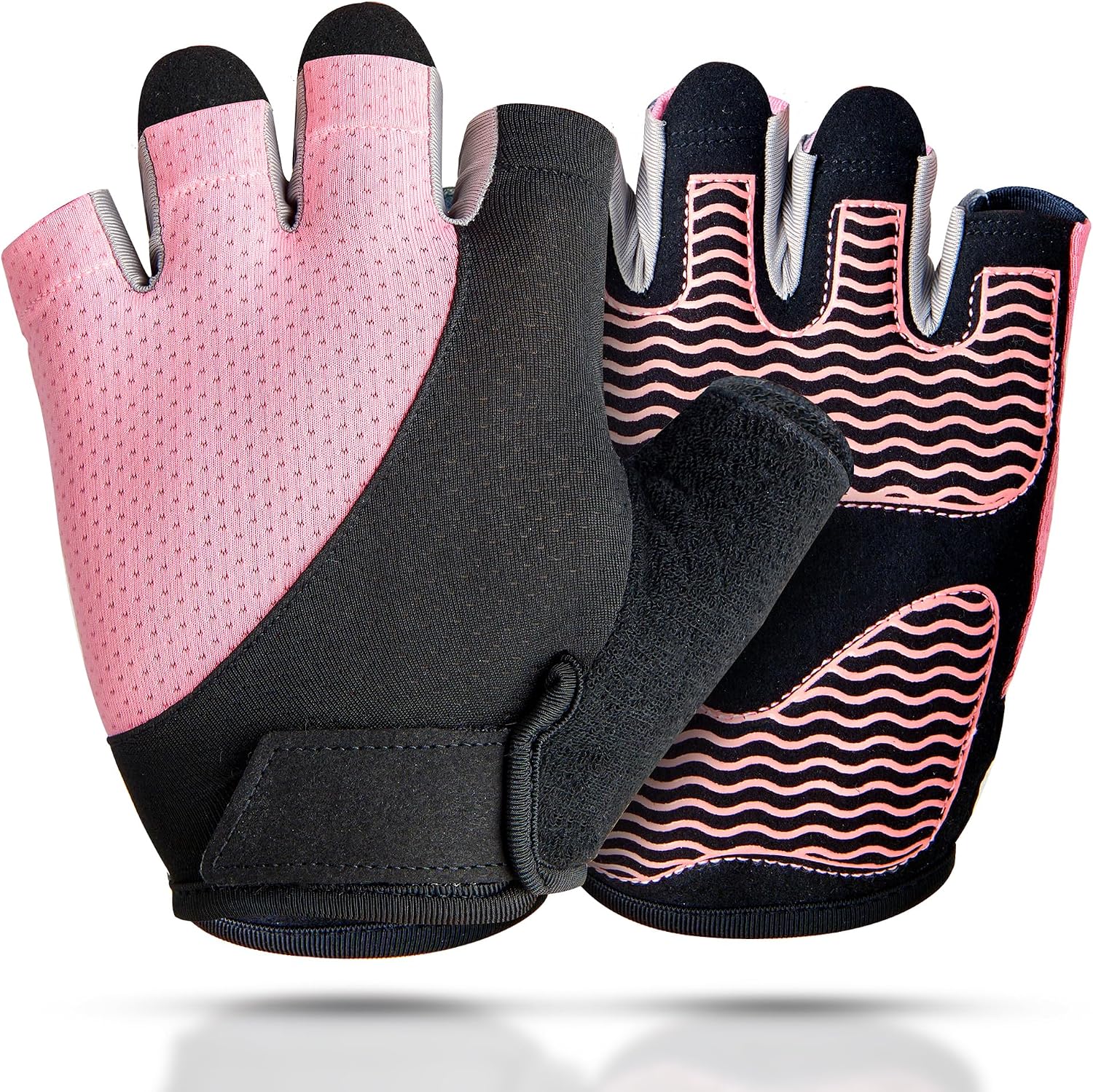 Detalle de sunnex US-JSST 01PINK S Women's Fingerless Workout Gloves, Silicone Grip, Small