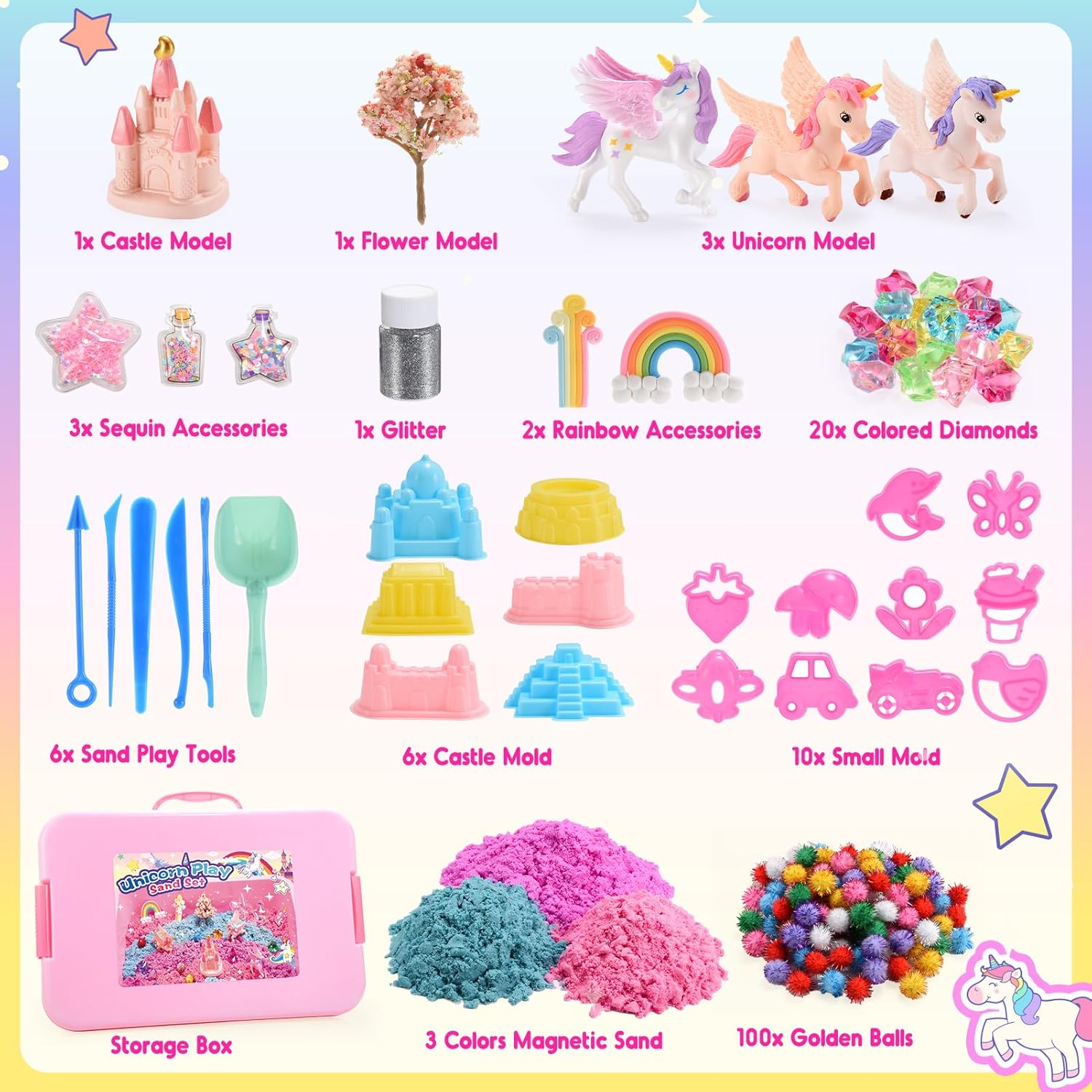 Thumbnail 4 de Geebiiny Magic Play Sand Set 900g Einhorn