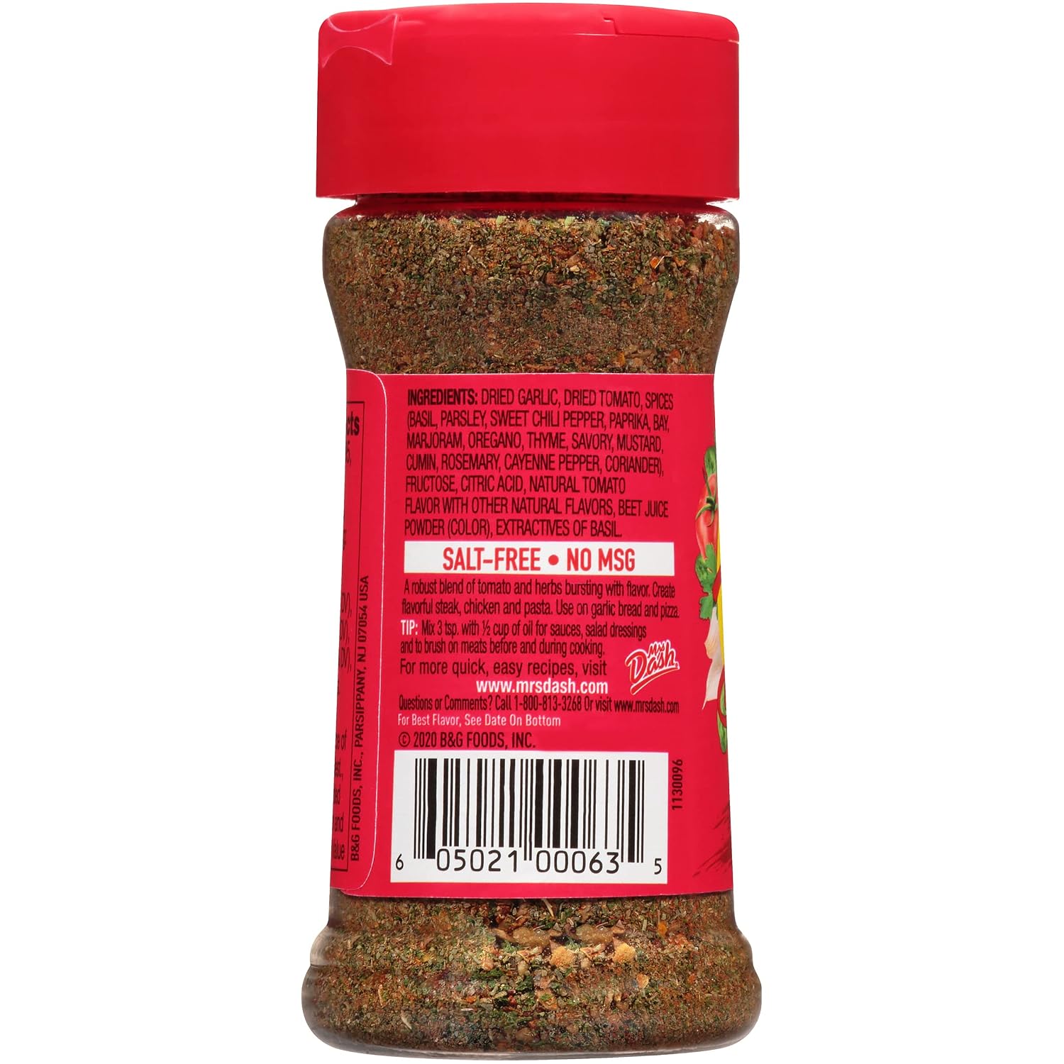 Detalle de Dash 1150891 Salt-Free Seasoning Blend, Tomato, Basil & Garlic, 2 oz, 8-Pack