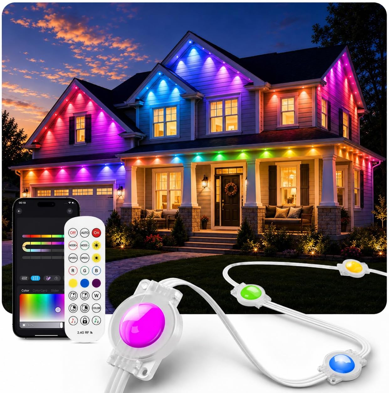 Detalle de Permanent Outdoor Lights for House, 200FT