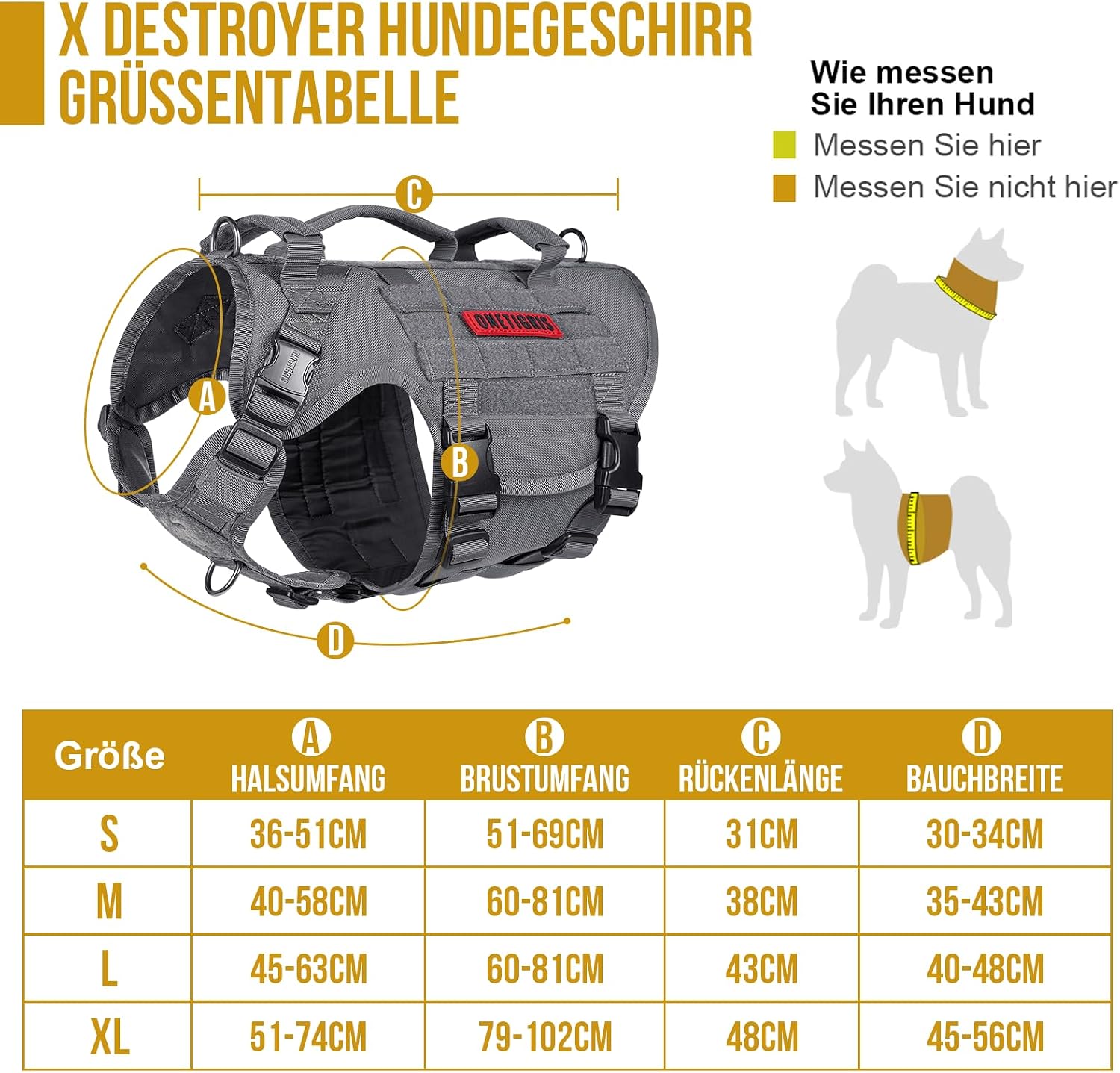 Thumbnail 2 de OneTigris Large Tactical Dog Harness (No Pulling Adjustable) with Handle, MOLLE & Patch Panels