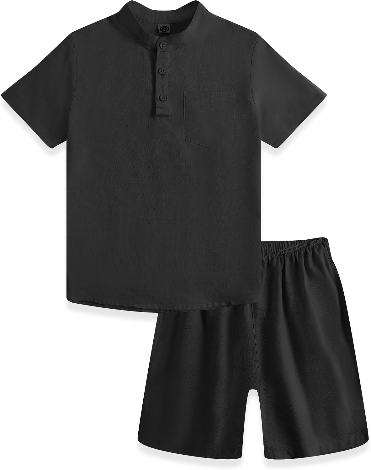 Detalle de JiAmy Boys Clothing 2 Piece Set: Henley Top and Shorts Kit for 5–14 Years