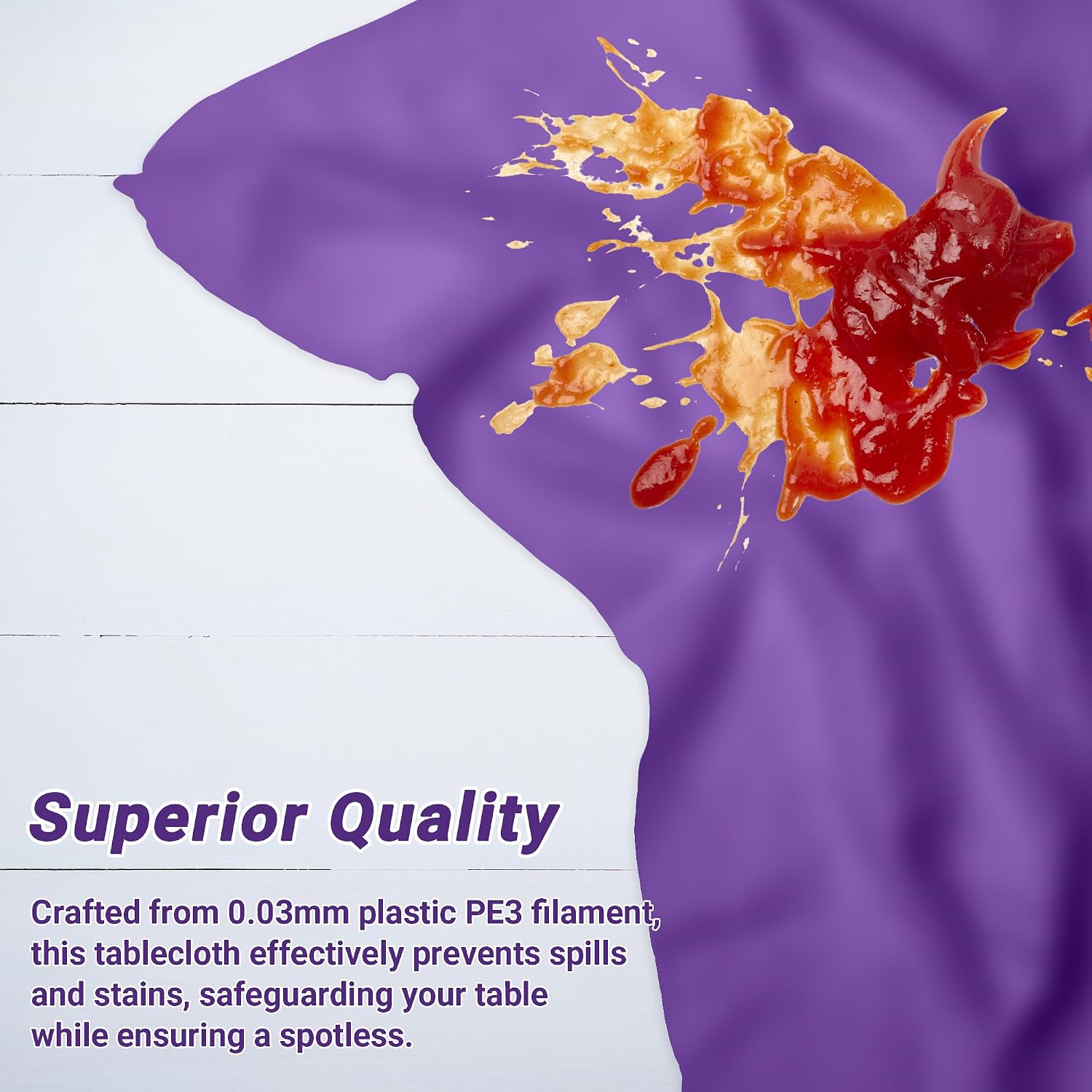 Thumbnail 3 de QZYL 4 PCS Plastic Table Cloth, 54" x 108", Purple – Disposable Party Coverage for 6–8 Foot Tables
