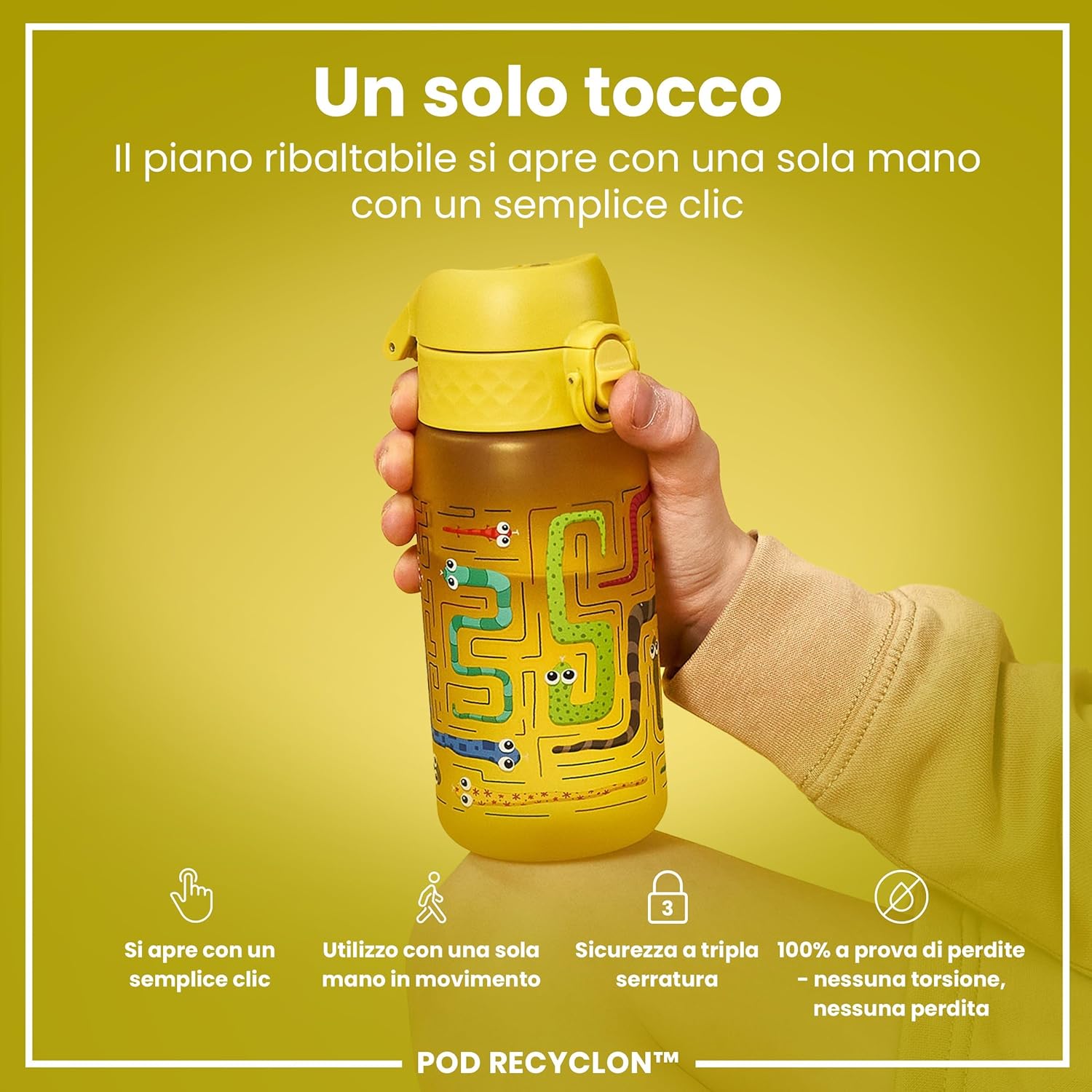 Detalle de Ion8 Borraccia per Bambini 350 ml – a prova di perdite, facile da aprire e lavabile in lavastoviglie