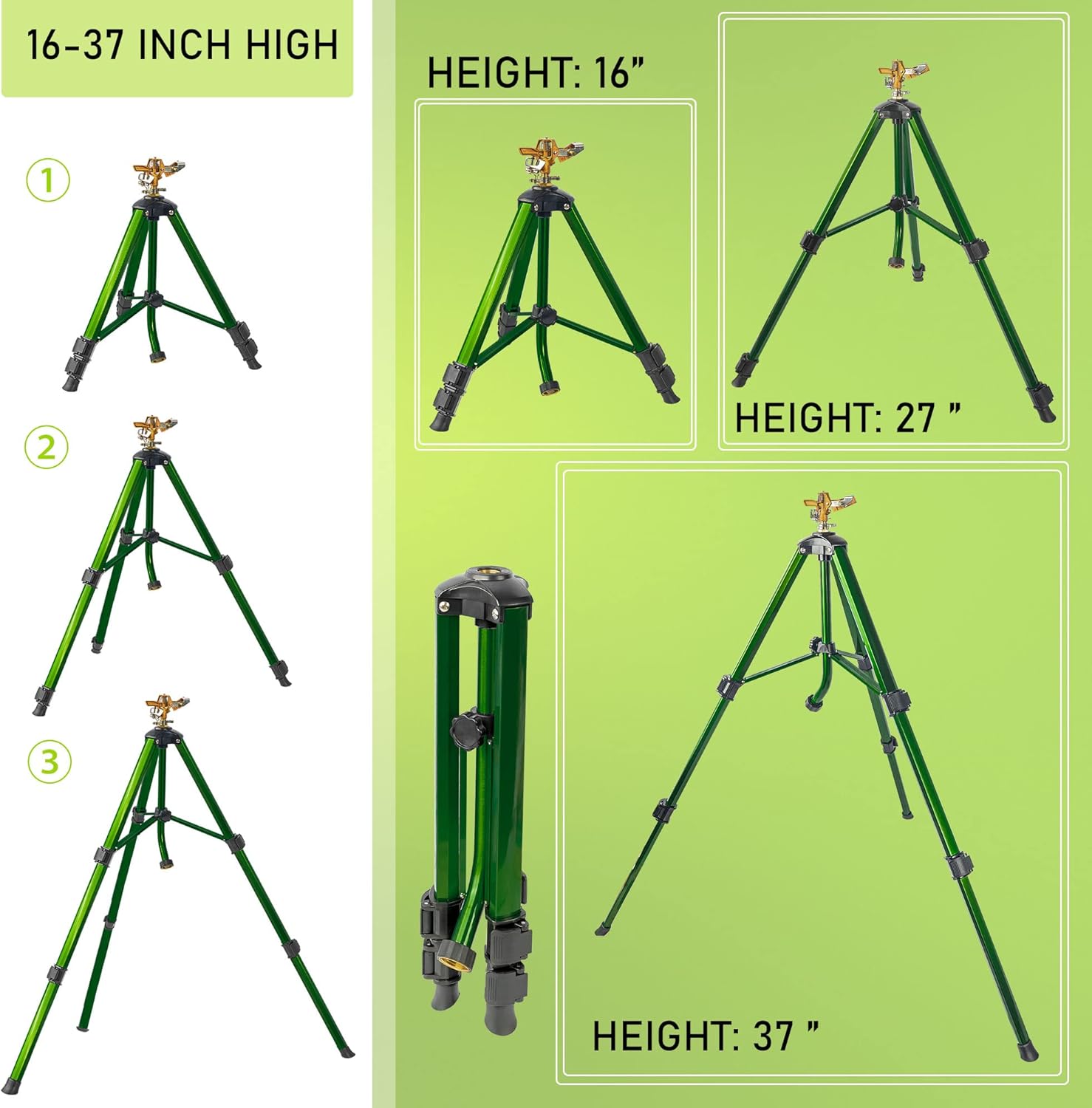Detalle 2 de Hourleey Impact Sprinkler on Tripod Base (Brass, 0–360° Coverage) for Yard & Lawn