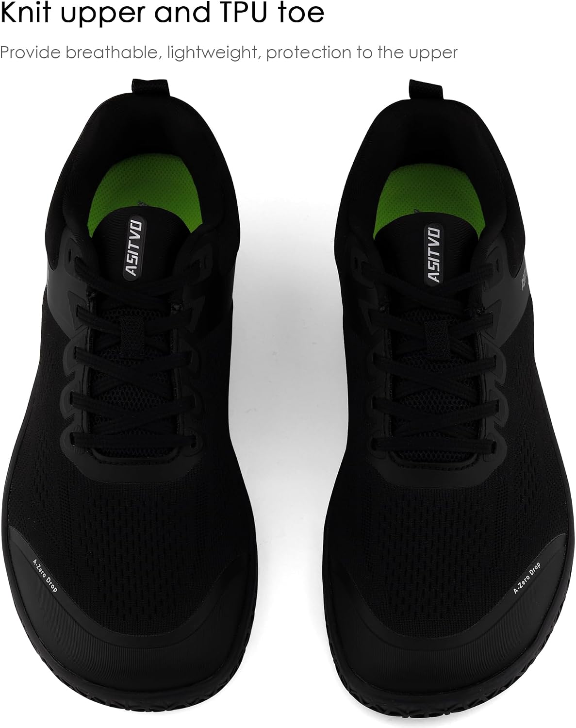 Detalle de ASITVO Wide Barefoot Shoes for Men — Zero-Drop Minimalist Gym Sneakers with Wide Toe Box