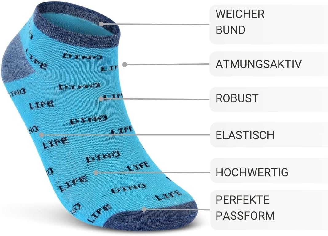 Detalle de 10 Paar Kinder Sneaker Socken aus Baumwolle – Jungen & Mädchen
