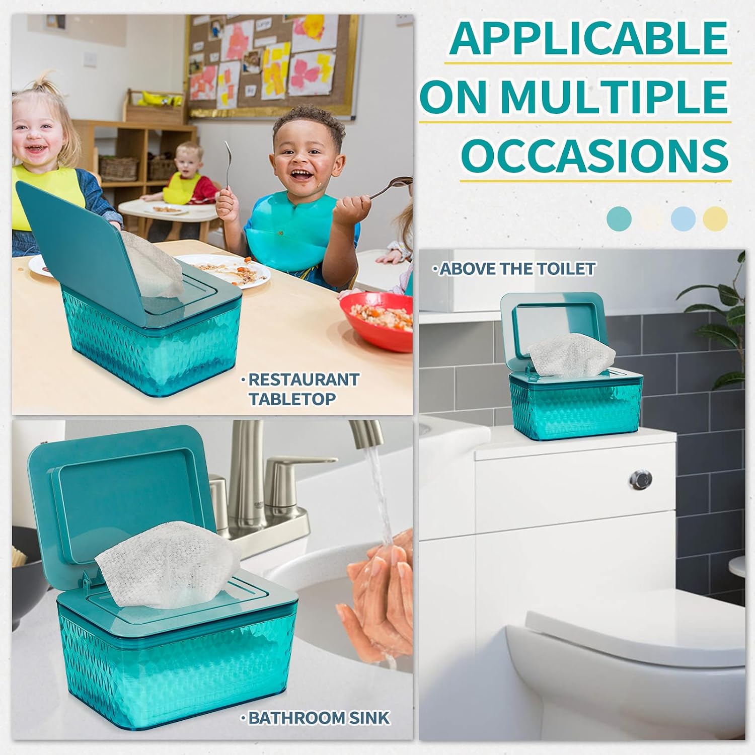 Detalle de Whiidoom Wipes Dispenser, Green Clear Plastic Holder with One-Handed Lid